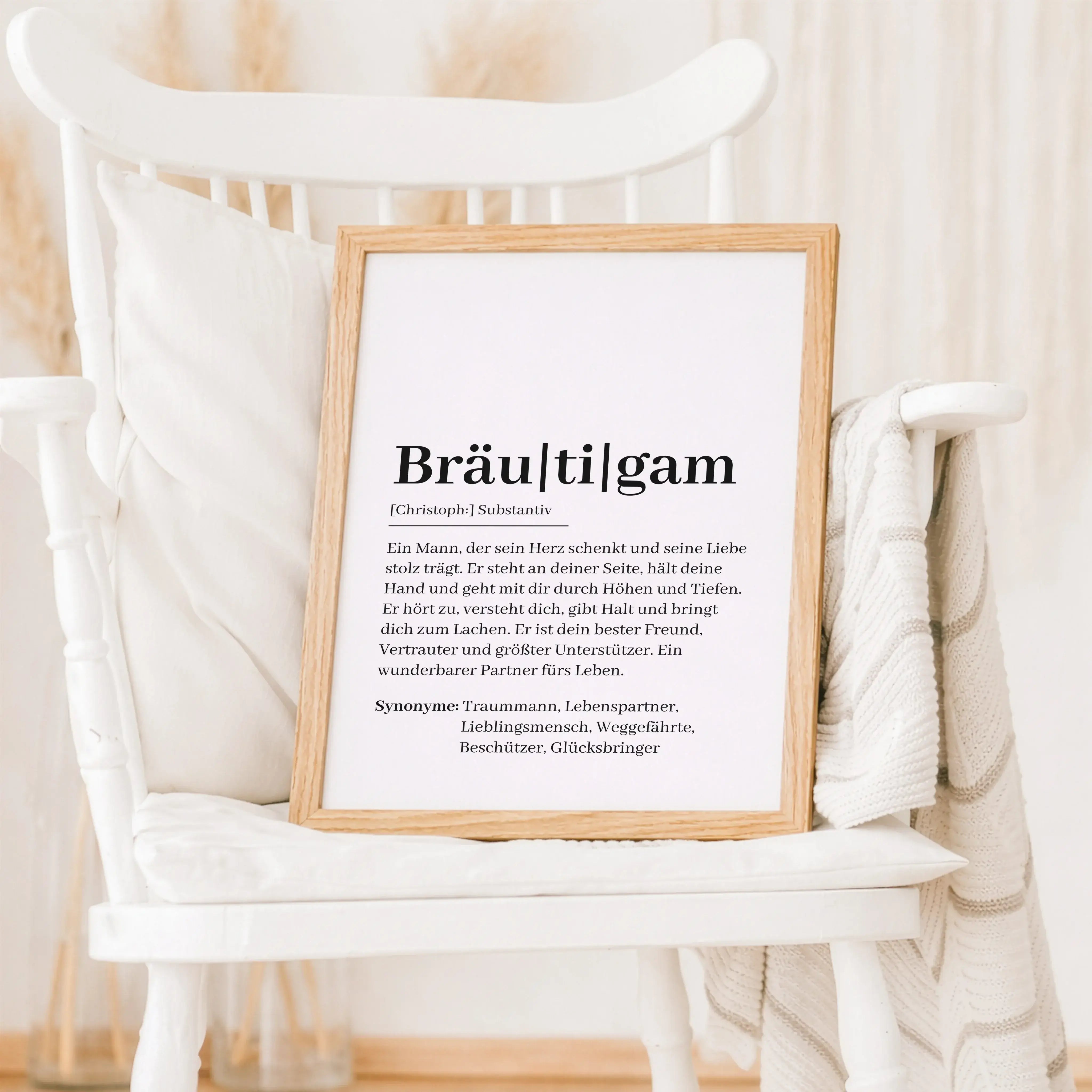 Bräutigam Definition Poster-Personalisiertes Poster-famprints-Das Bräutigam Definition Poster ist ein persönliches Geschenk zur Hochzeit, das Worte findet, wo Gefühle oft schwer zu greifen sind. Im stilvollen Wörterbuch-Design beschreibt es den Bräutigam