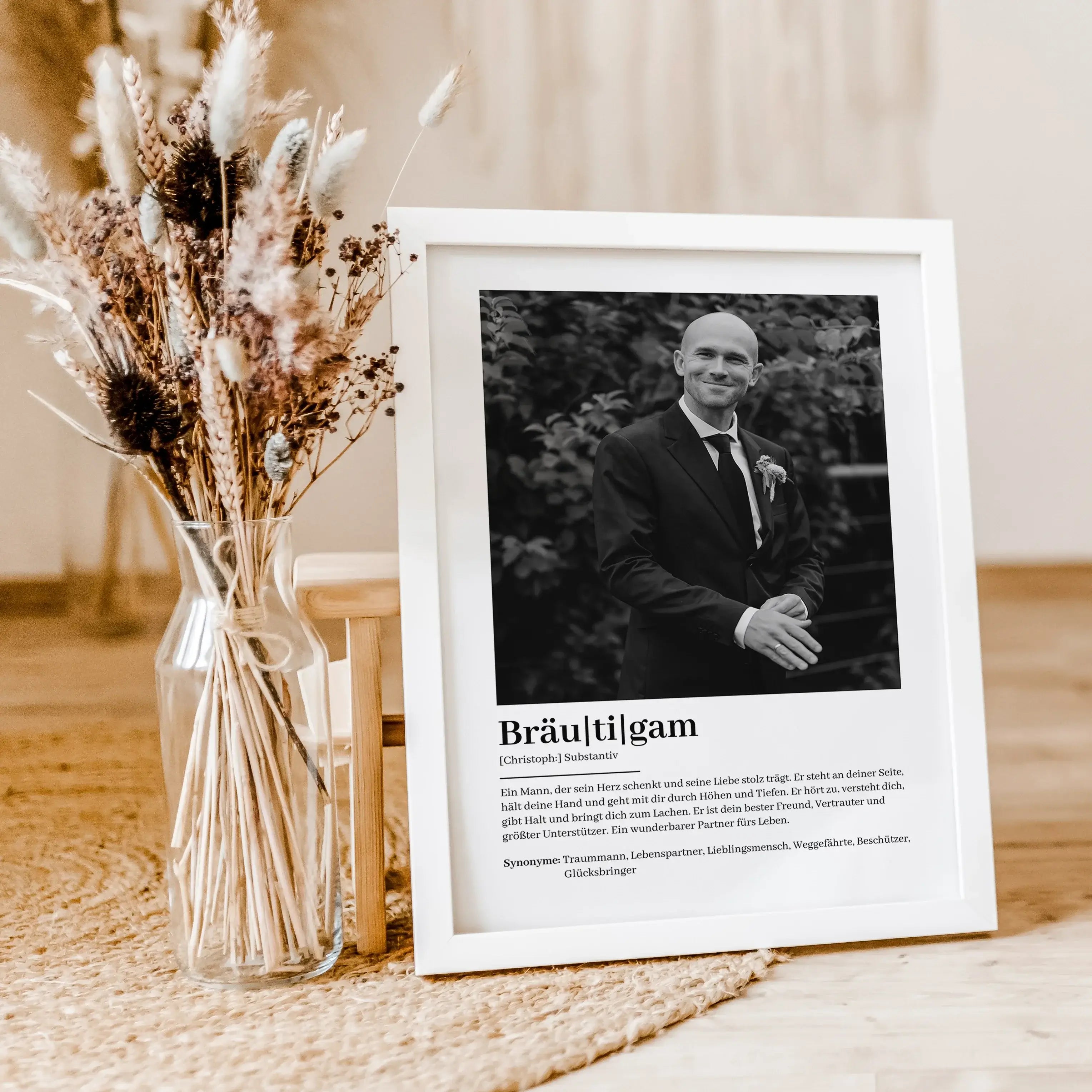 Bräutigam Definition Poster mit Foto-Personalisiertes Poster-famprints-Suchst du nach einem einzigartigen Geschenk für den Bräutigam? Unser Bräutigam Definition Poster mit Foto ist die perfekte Wahl! Dieses liebevoll gestaltete Poster zeigt auf kreative W
