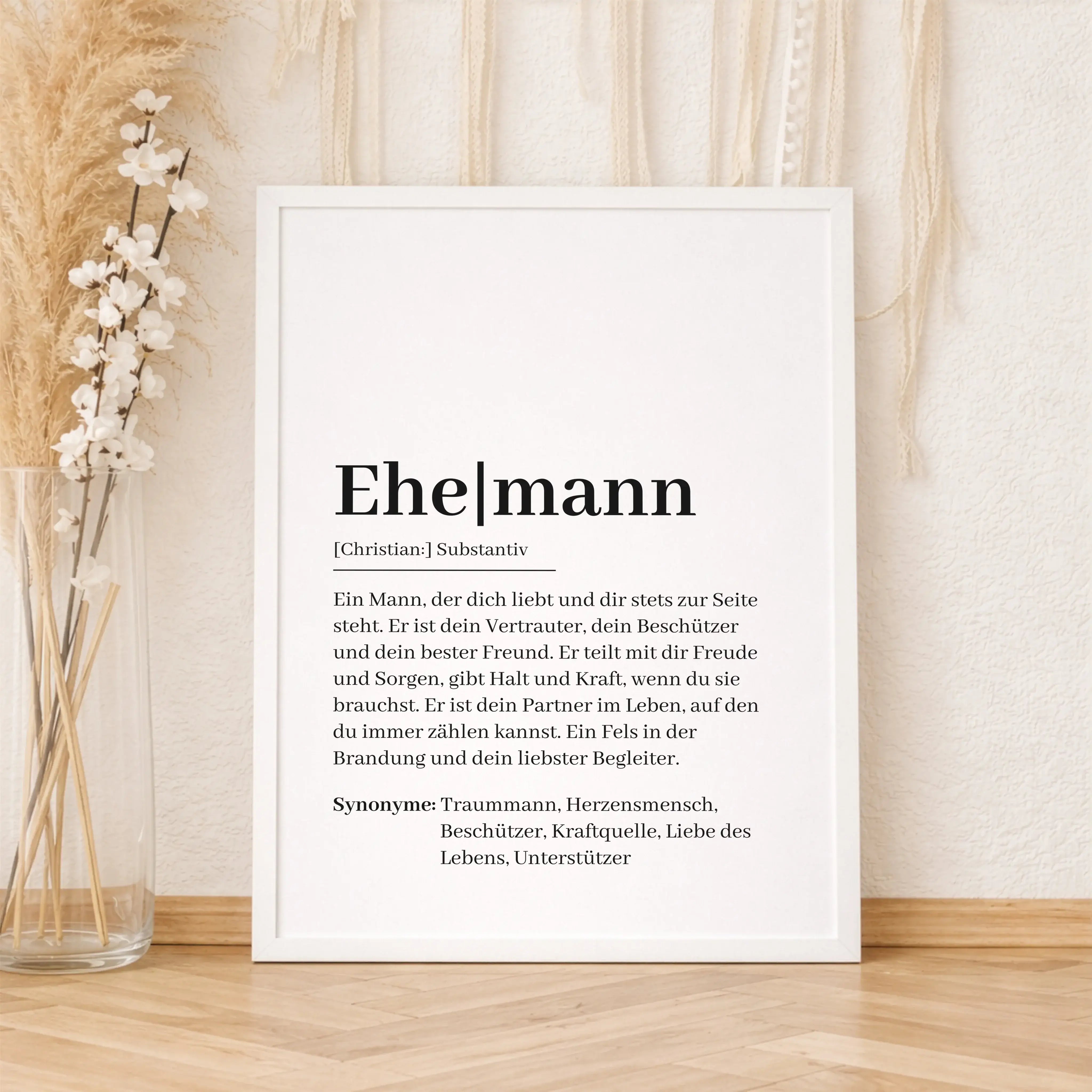 Ehemann Definition Poster-Personalisiertes Poster-famprints-Das Ehemann Definition Poster ist ein personalisierbares Wandbild, das die Bedeutung deines Ehemanns liebevoll in Worte fasst und stilvoll in Szene setzt. Das moderne Definitionsdesign verbindet