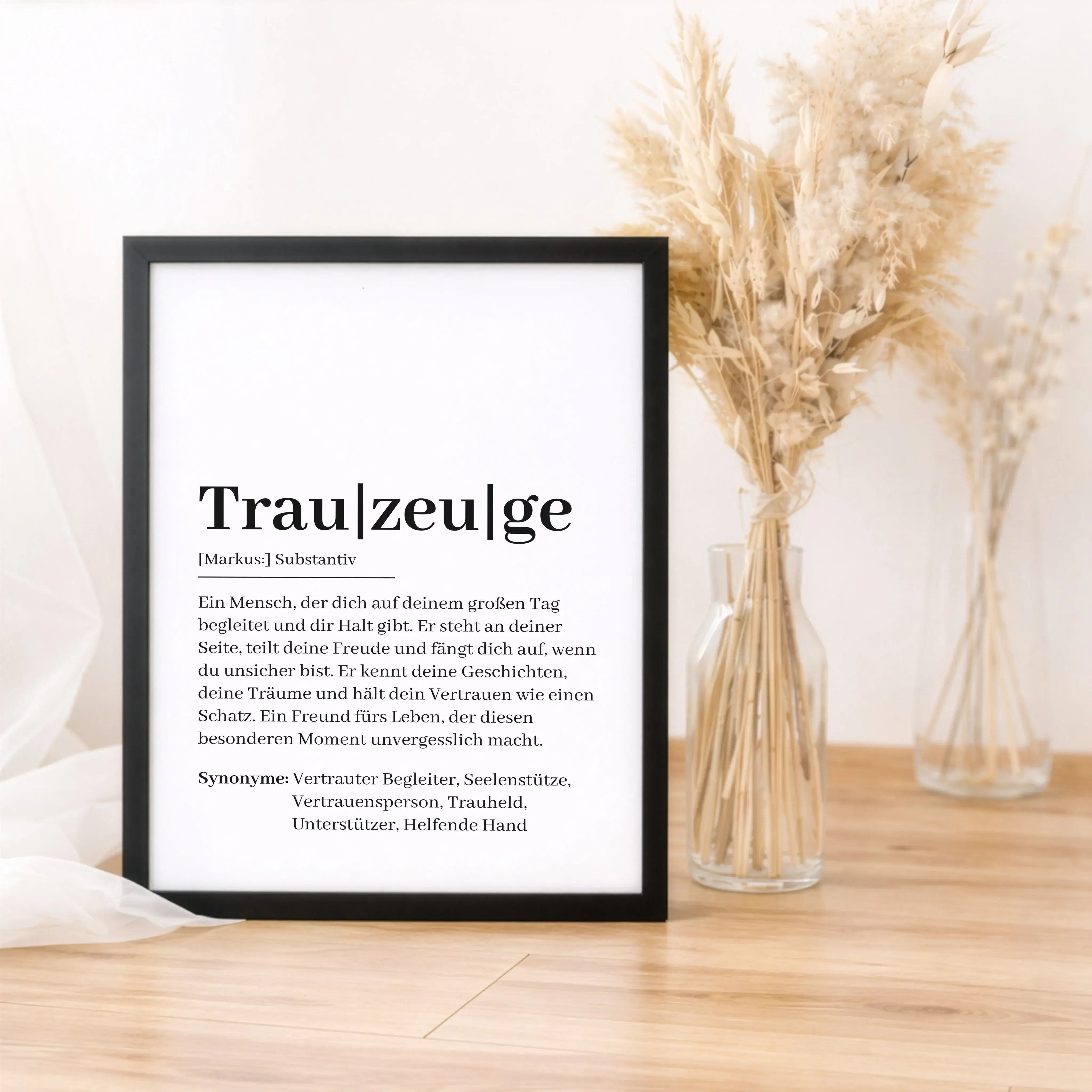 Trauzeuge Definition Poster-Personalisiertes Poster-famprints-Das Trauzeuge Definition Poster ist ein persönliches Geschenk für einen der wichtigsten Menschen an deiner Seite. Es erklärt auf liebevolle und klare Weise, was einen Trauzeugen wirklich ausmac