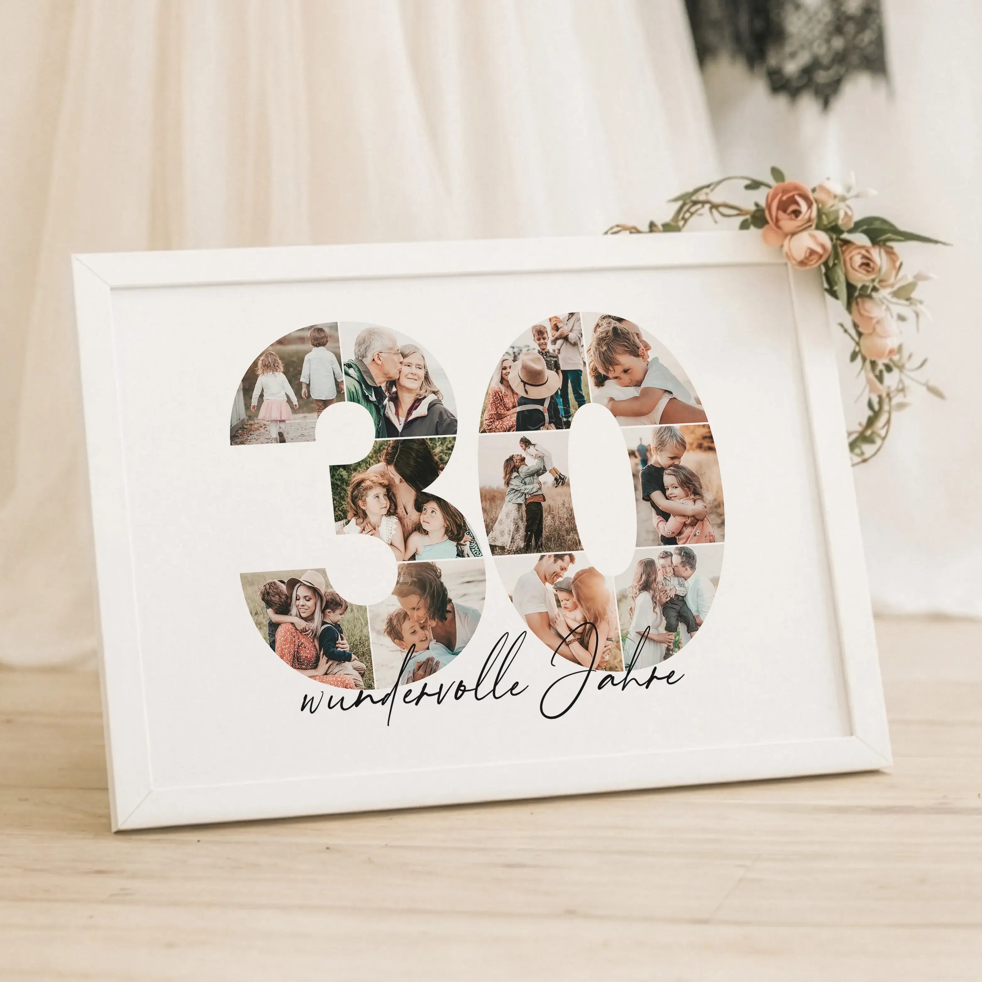 Foto Poster 30-Personalisiertes Poster-famprints-Das Foto Poster 30 von famprints ist eine persönliche Art, einen runden Geburtstag oder ein Jubiläum sichtbar zu feiern. Die große Zahl 30 wird aus deinen eigenen Bildern gestaltet und bildet eine harmonisc