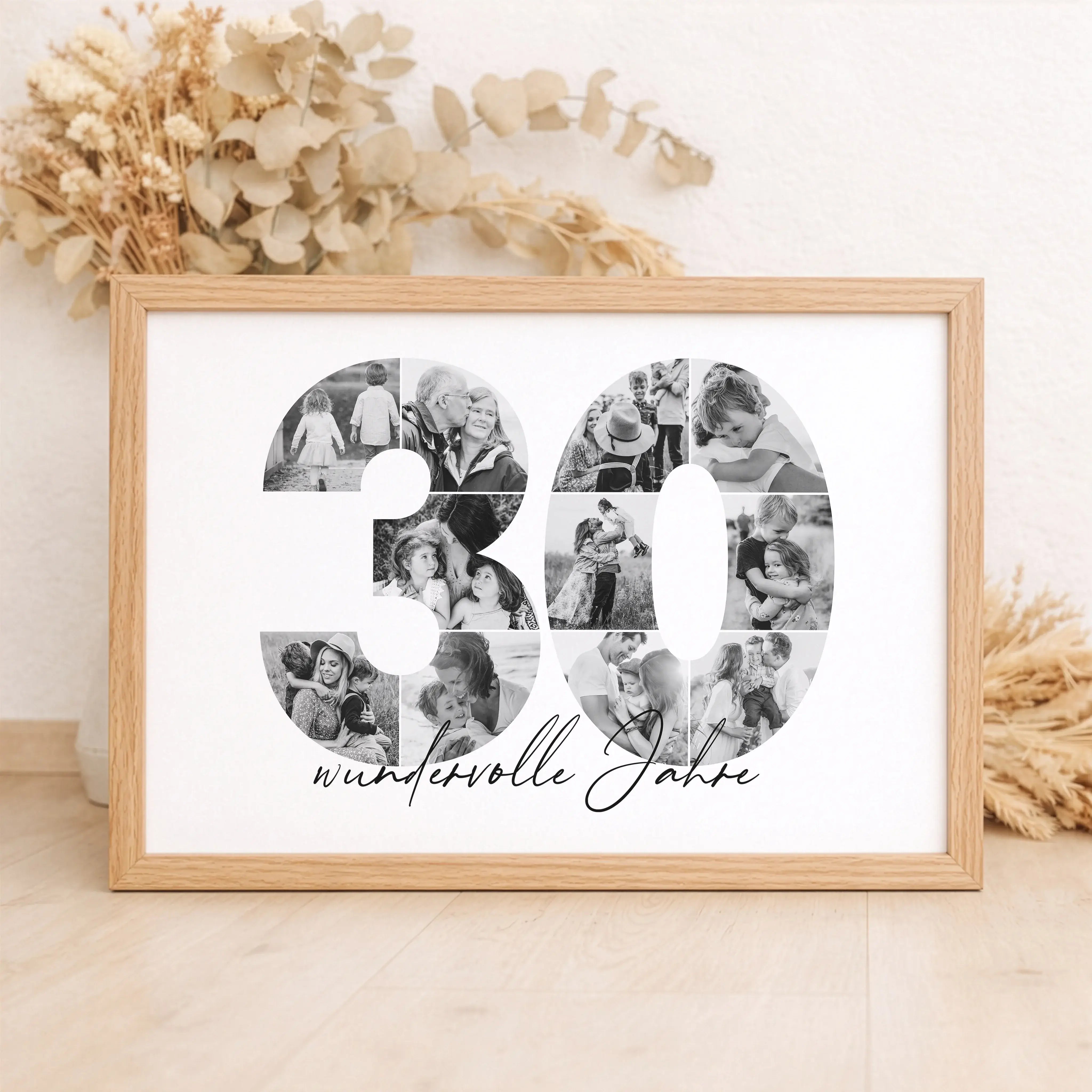 Foto Poster 30-Personalisiertes Poster-famprints-Das Foto Poster 30 von famprints ist eine persönliche Art, einen runden Geburtstag oder ein Jubiläum sichtbar zu feiern. Die große Zahl 30 wird aus deinen eigenen Bildern gestaltet und bildet eine harmonisc