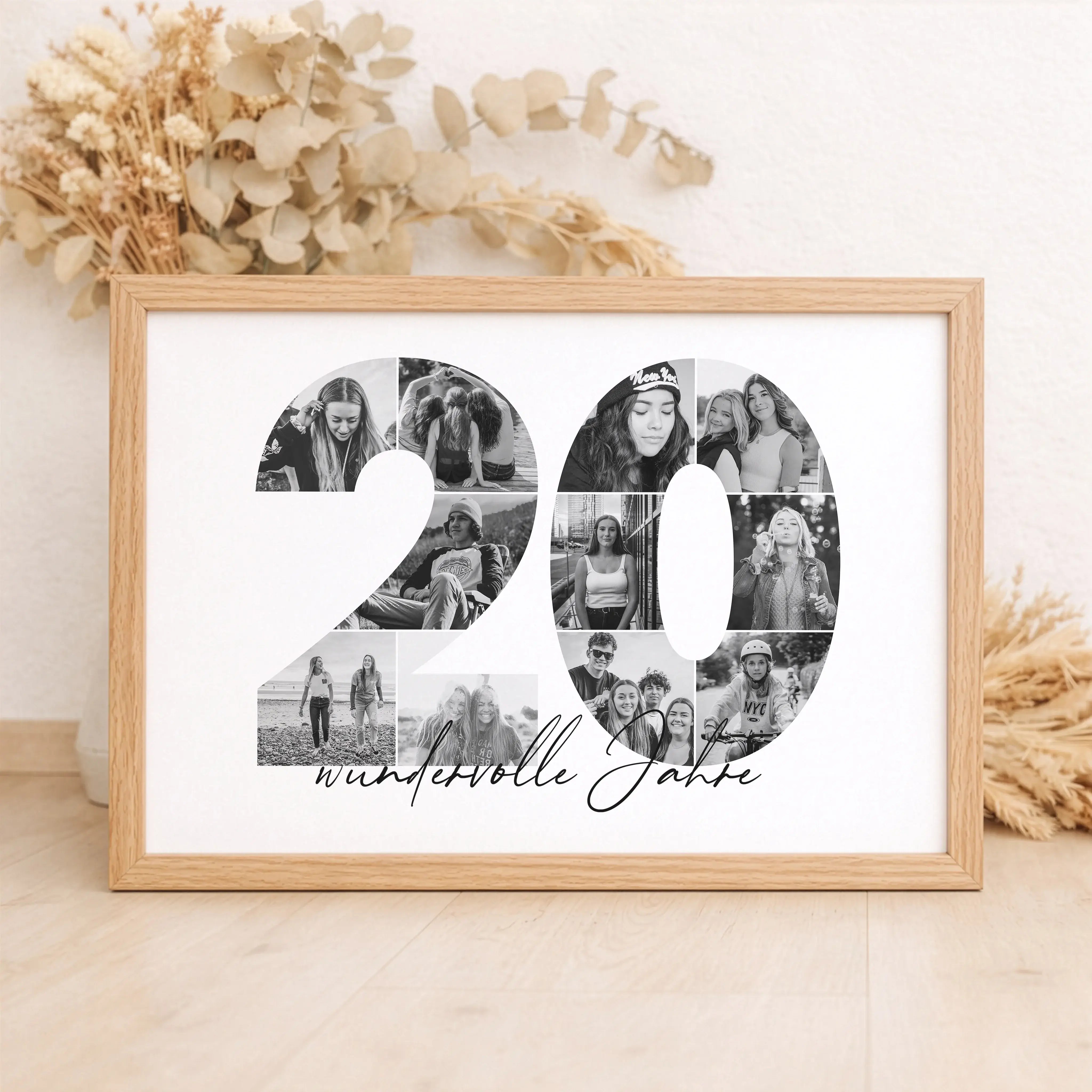 Foto Poster 20-Personalisiertes Poster-famprints-Das Foto Poster 20 ist eine persönliche Art, besondere Lebensabschnitte sichtbar zu machen. Die große Zahl 20 wird mit deinen eigenen Fotos gestaltet und verwandelt Erinnerungen in eine moderne Fotocollage