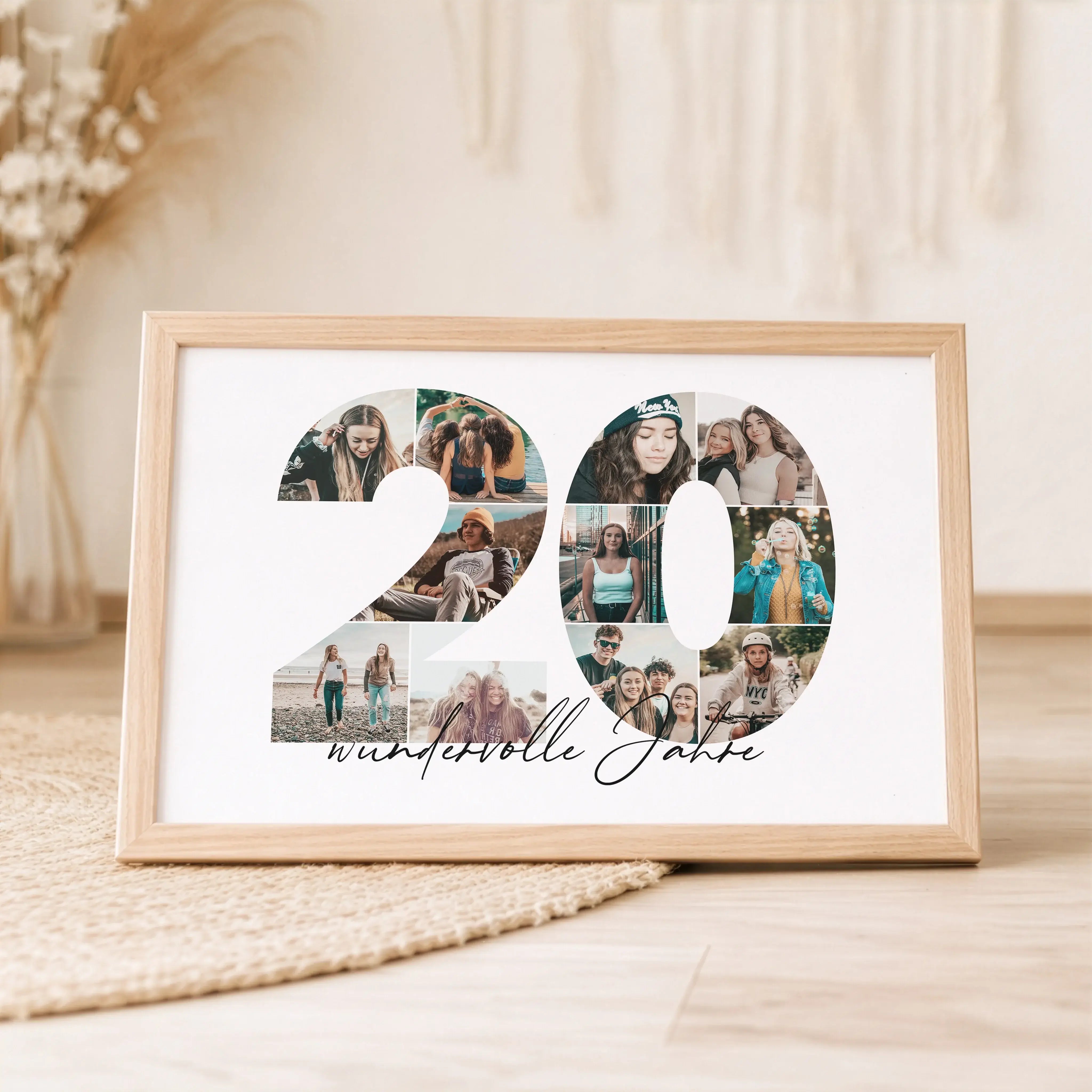 Foto Poster 20-Personalisiertes Poster-famprints-Das Foto Poster 20 ist eine persönliche Art, besondere Lebensabschnitte sichtbar zu machen. Die große Zahl 20 wird mit deinen eigenen Fotos gestaltet und verwandelt Erinnerungen in eine moderne Fotocollage