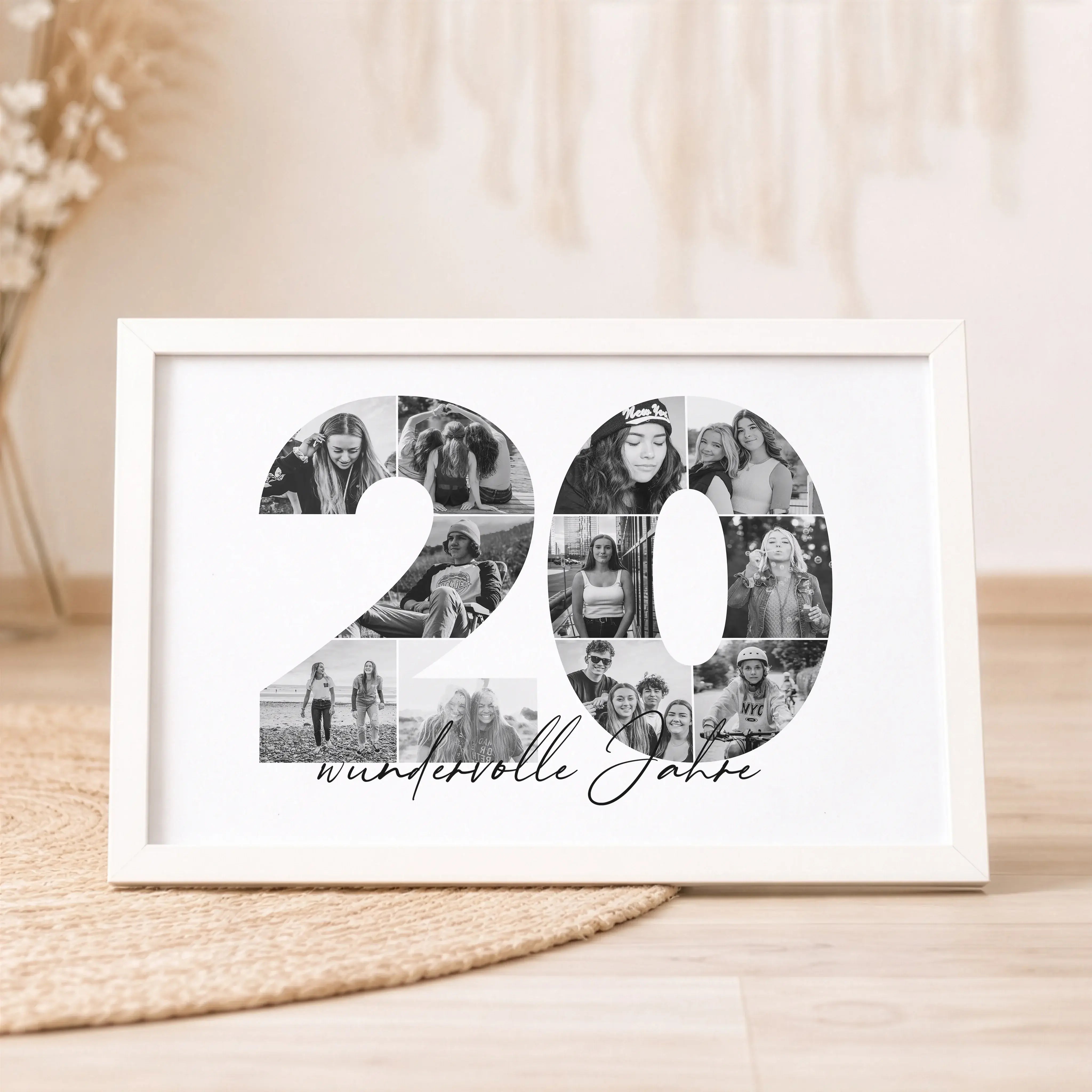 Foto Poster 20-Personalisiertes Poster-famprints-Das Foto Poster 20 ist eine persönliche Art, besondere Lebensabschnitte sichtbar zu machen. Die große Zahl 20 wird mit deinen eigenen Fotos gestaltet und verwandelt Erinnerungen in eine moderne Fotocollage