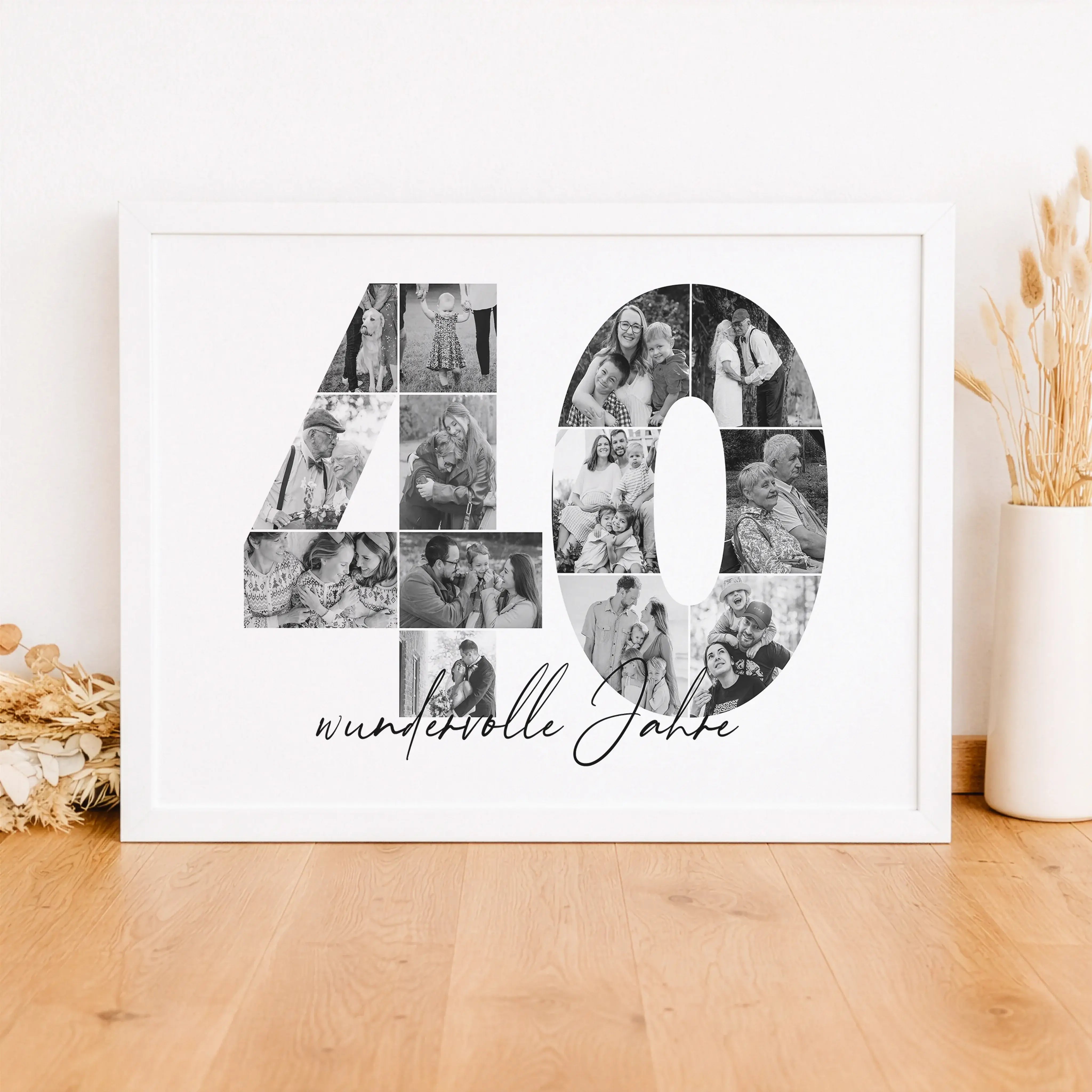 Foto Poster 40-Personalisiertes Poster-famprints-Das Foto Poster 40 ist eine persönliche Art, besondere Lebensmomente sichtbar zu machen. Die große Zahl 40 wird mit deinen eigenen Bildern gefüllt und entsteht so als individuelle Fotocollage, die Erinnerun
