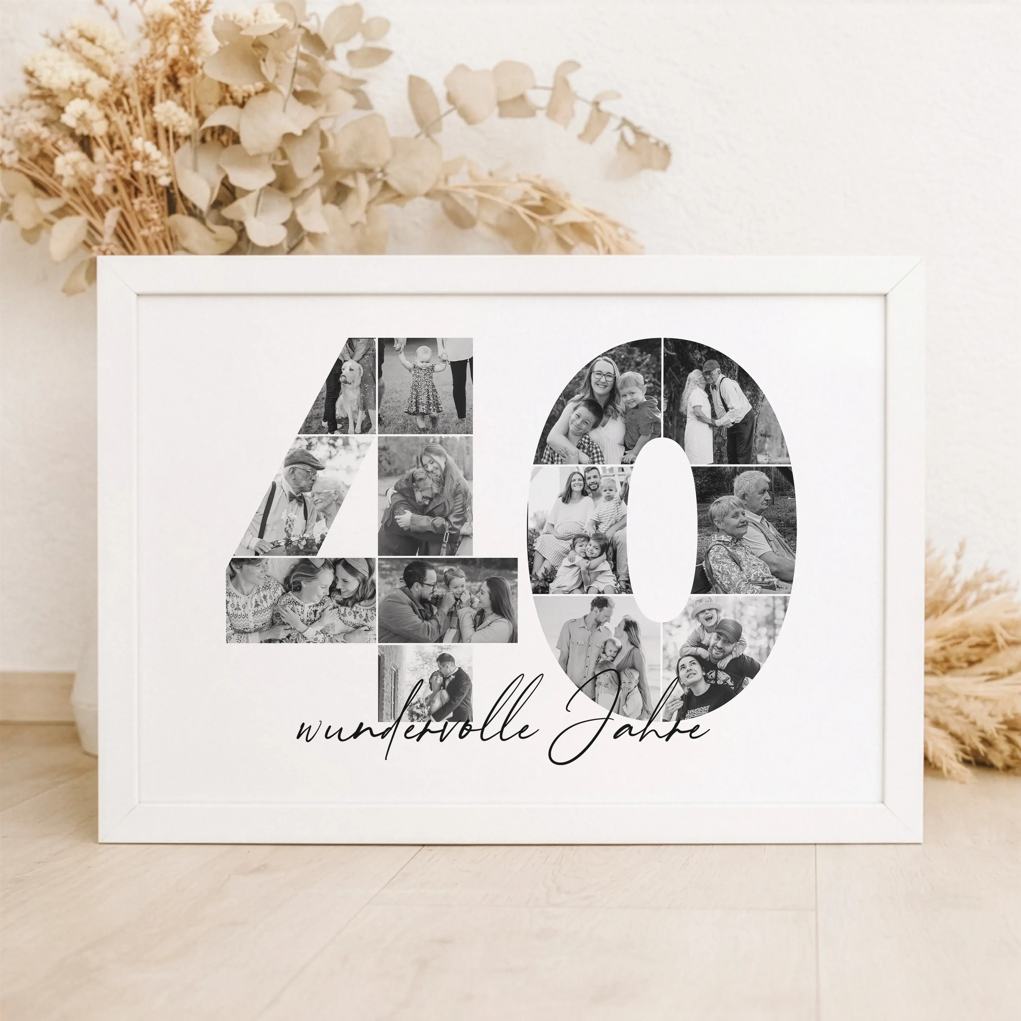 Foto Poster 40-Personalisiertes Poster-famprints-Das Foto Poster 40 ist eine persönliche Art, besondere Lebensmomente sichtbar zu machen. Die große Zahl 40 wird mit deinen eigenen Bildern gefüllt und entsteht so als individuelle Fotocollage, die Erinnerun