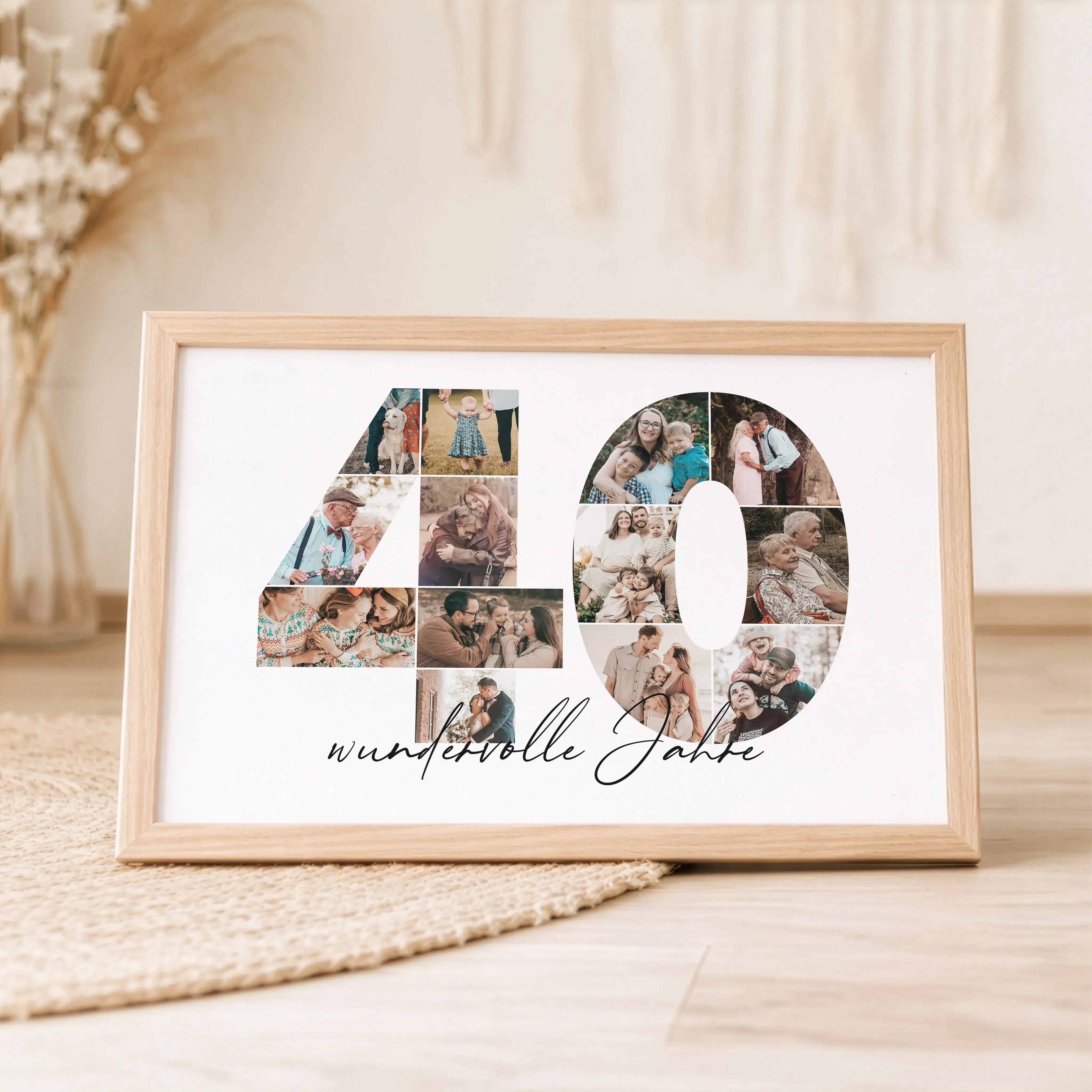Foto Poster 40-Personalisiertes Poster-famprints-Das Foto Poster 40 ist eine persönliche Art, besondere Lebensmomente sichtbar zu machen. Die große Zahl 40 wird mit deinen eigenen Bildern gefüllt und entsteht so als individuelle Fotocollage, die Erinnerun