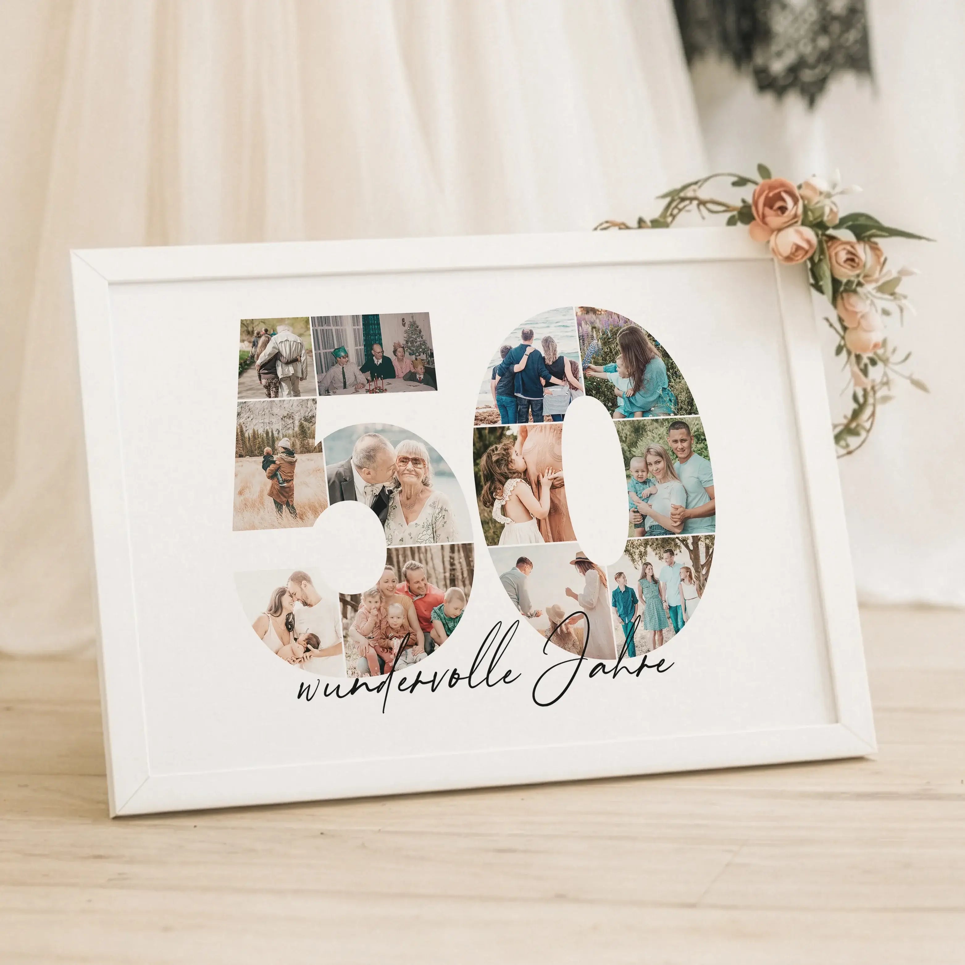 Foto Poster 50-Personalisiertes Poster-famprints-Das Foto Poster 50 von famprints ist eine besondere Art, Erinnerungen sichtbar zu machen. Die große Zahl 50 wird aus deinen eigenen Fotos gestaltet und verwandelt persönliche Momente in ein stimmiges Gesamt