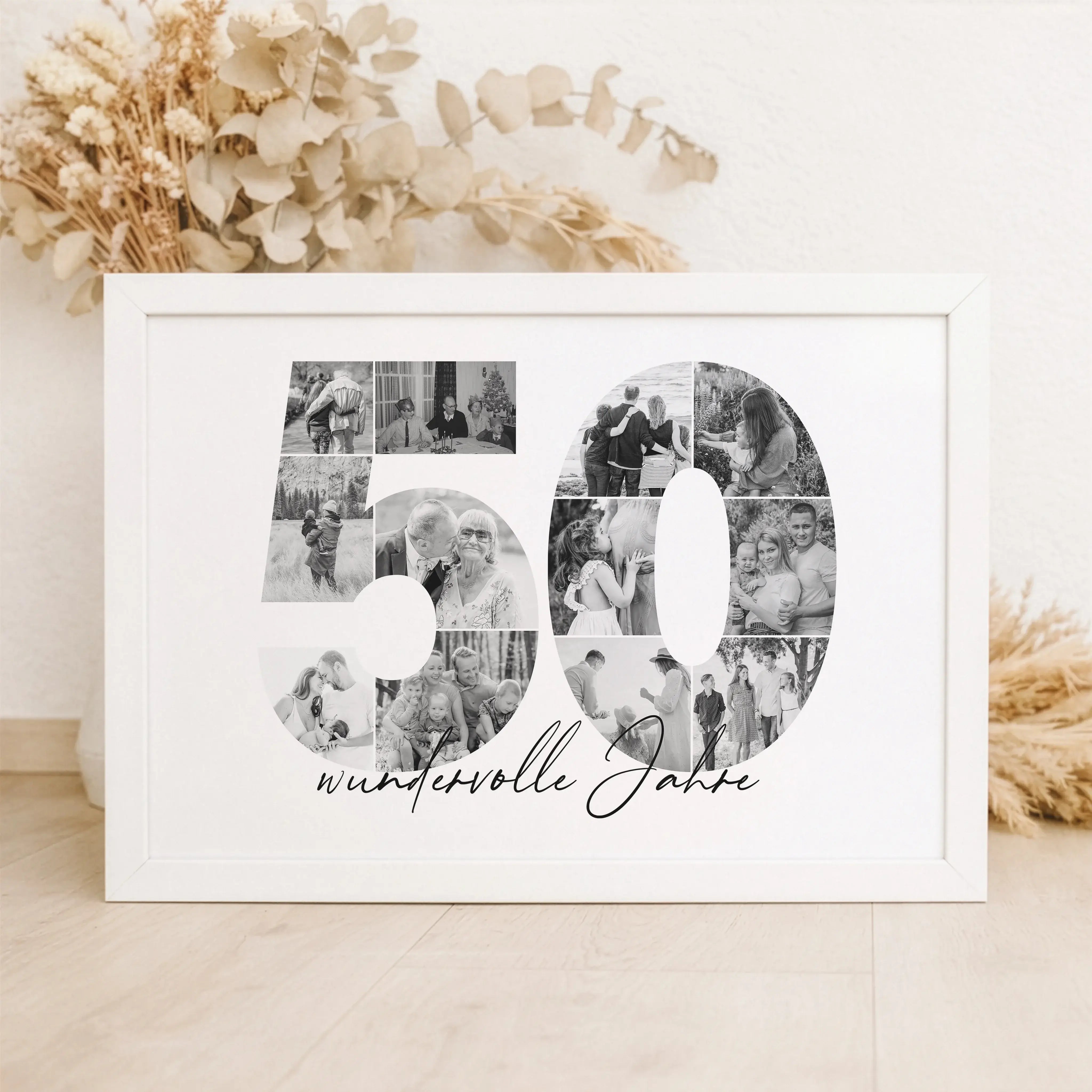 Foto Poster 50-Personalisiertes Poster-famprints-Das Foto Poster 50 von famprints ist eine besondere Art, Erinnerungen sichtbar zu machen. Die große Zahl 50 wird aus deinen eigenen Fotos gestaltet und verwandelt persönliche Momente in ein stimmiges Gesamt