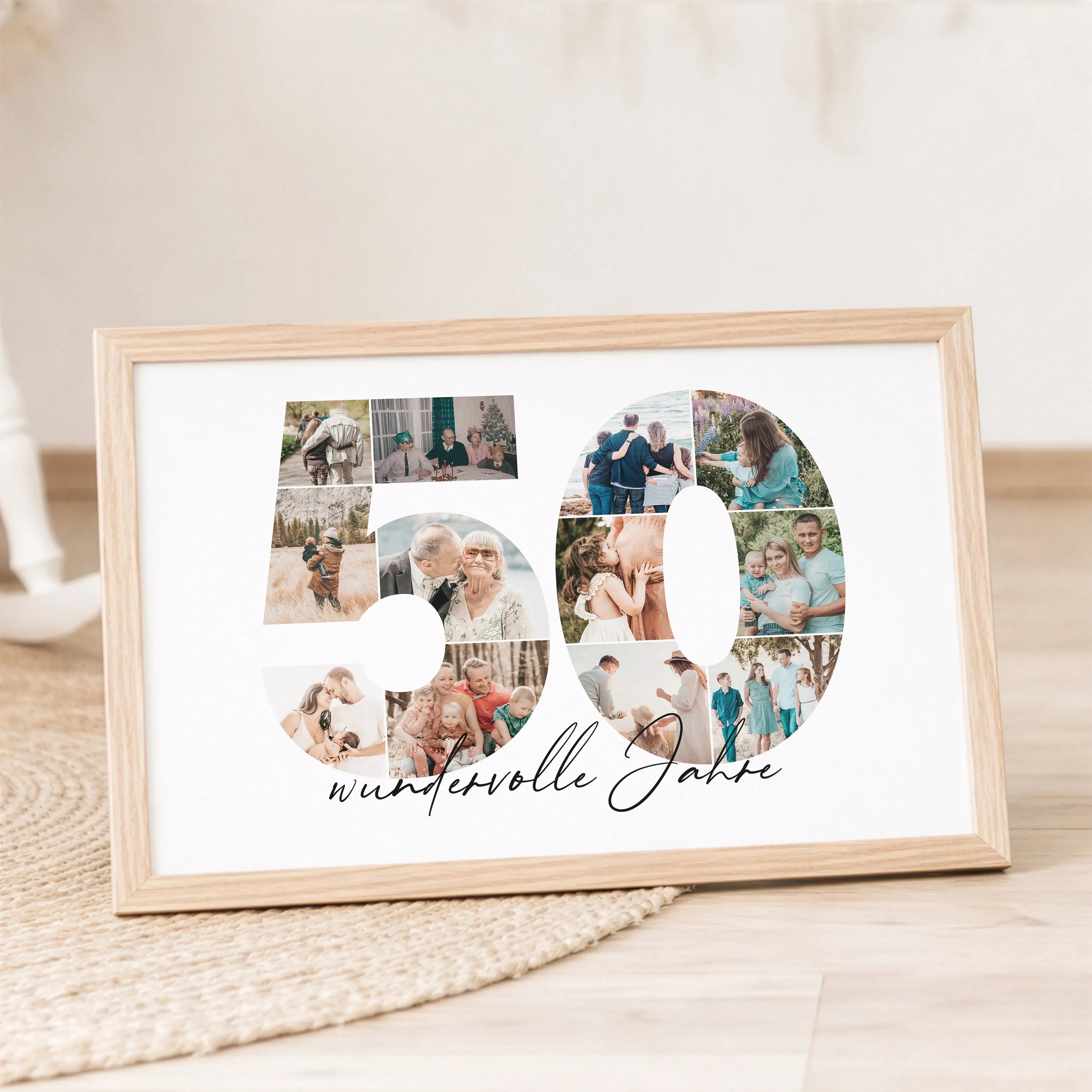 Foto Poster 50-Personalisiertes Poster-famprints-Das Foto Poster 50 von famprints ist eine besondere Art, Erinnerungen sichtbar zu machen. Die große Zahl 50 wird aus deinen eigenen Fotos gestaltet und verwandelt persönliche Momente in ein stimmiges Gesamt