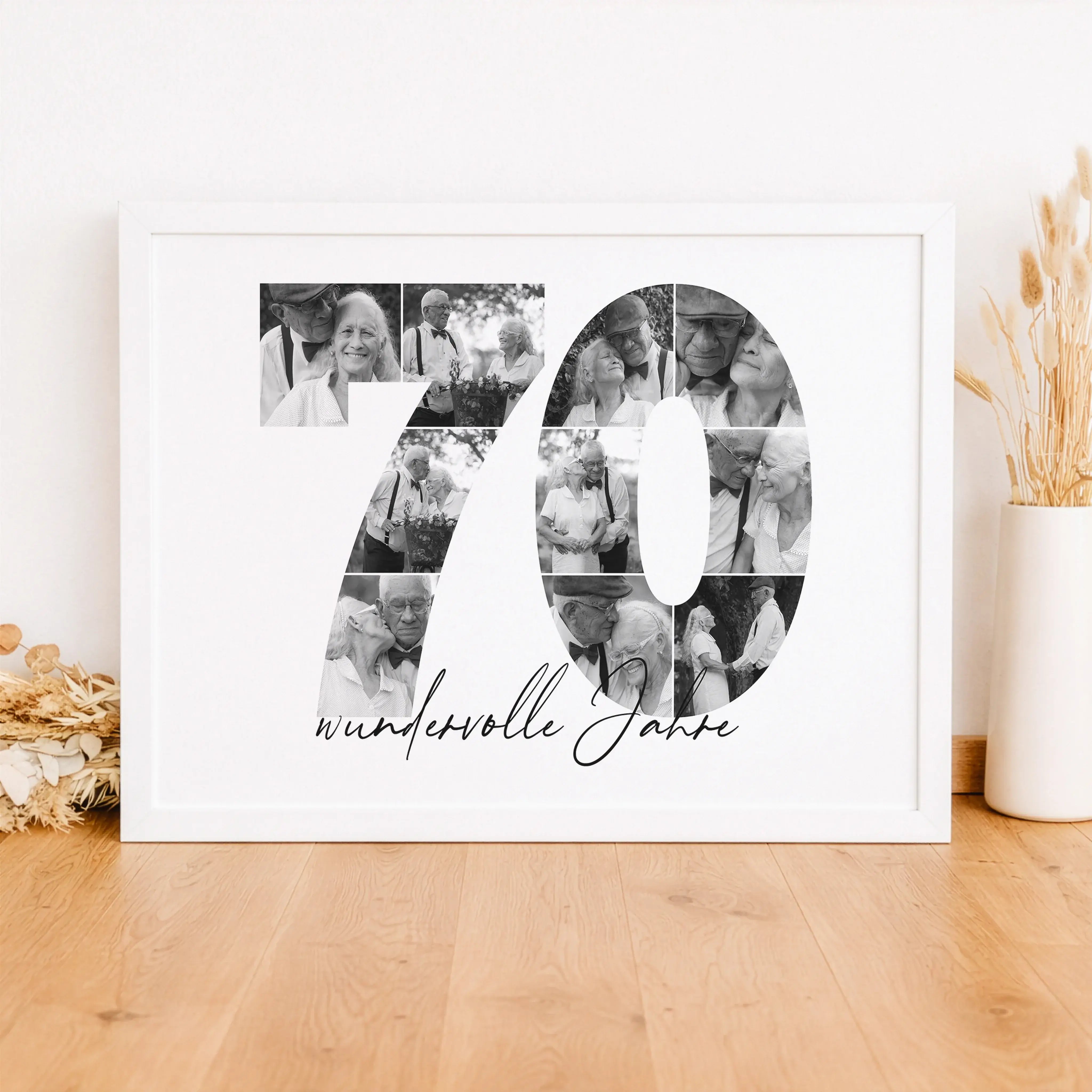 Foto Poster 70-Personalisiertes Poster-famprints-Das Foto Poster 70 von famprints verwandelt deine schönsten Erinnerungen in ein persönliches Design, das sofort ins Auge fällt. Die große Zahl 70 wird aus deinen eigenen Fotos gestaltet und erzählt eure Ges
