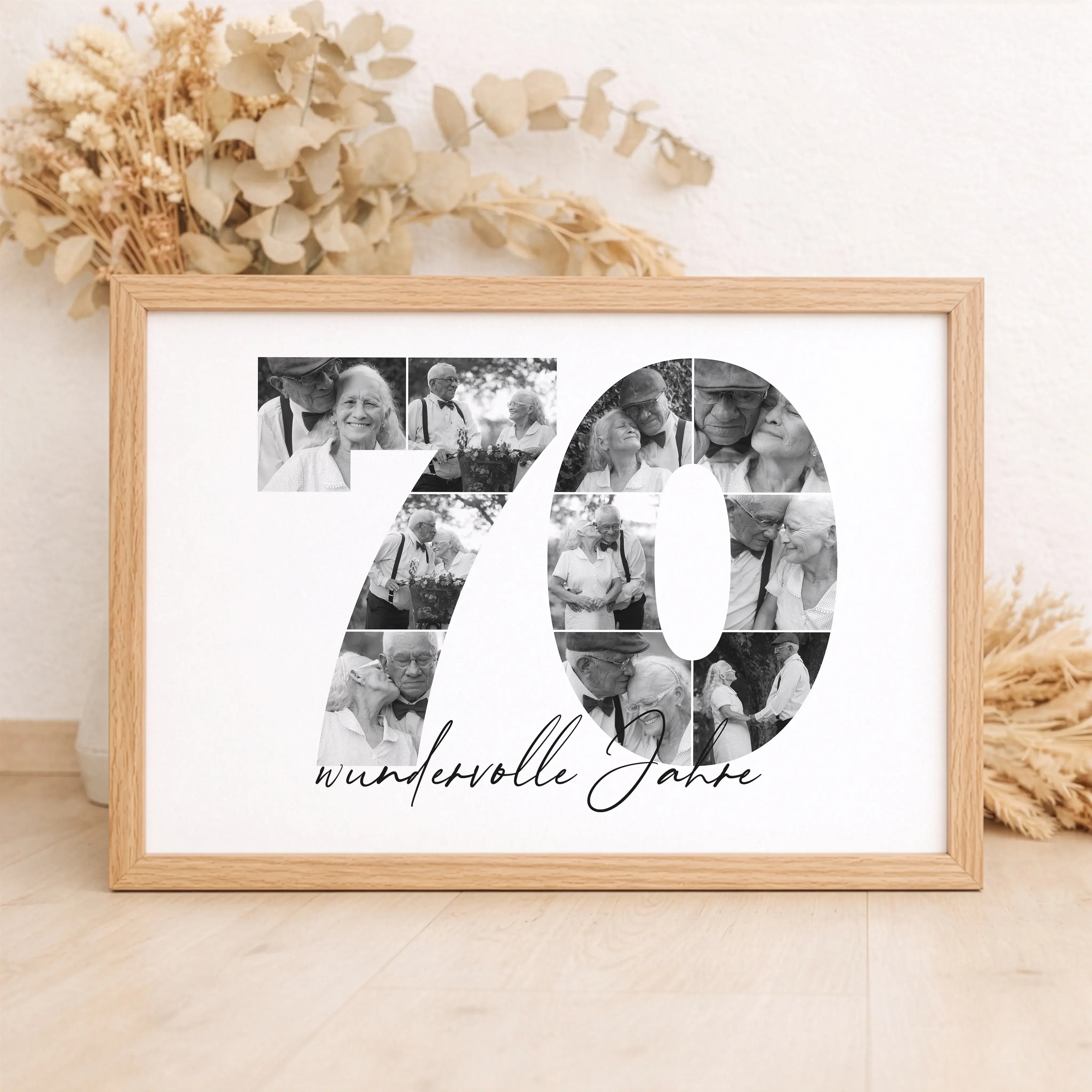 Foto Poster 70-Personalisiertes Poster-famprints-Das Foto Poster 70 von famprints verwandelt deine schönsten Erinnerungen in ein persönliches Design, das sofort ins Auge fällt. Die große Zahl 70 wird aus deinen eigenen Fotos gestaltet und erzählt eure Ges