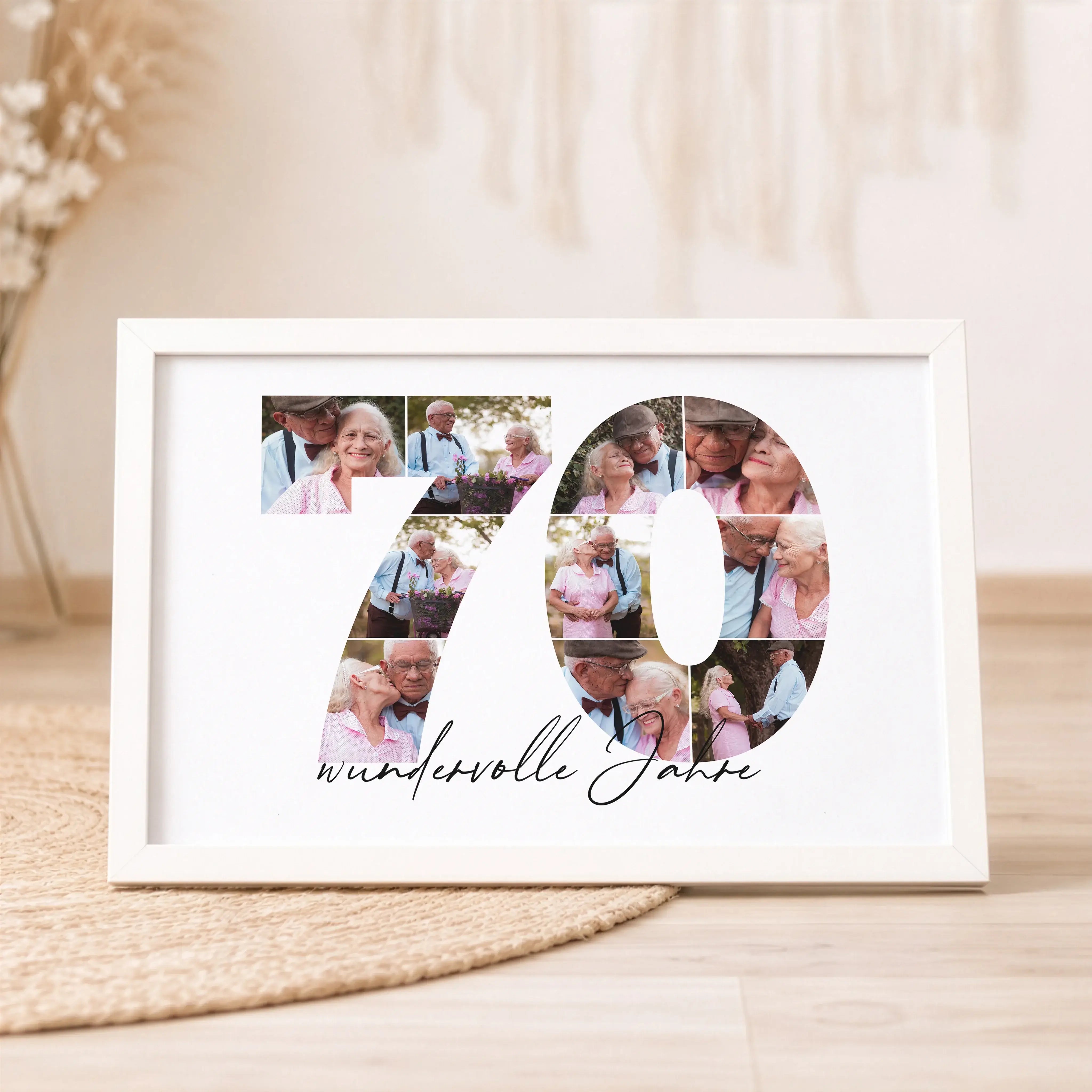 Foto Poster 70-Personalisiertes Poster-famprints-Das Foto Poster 70 von famprints verwandelt deine schönsten Erinnerungen in ein persönliches Design, das sofort ins Auge fällt. Die große Zahl 70 wird aus deinen eigenen Fotos gestaltet und erzählt eure Ges