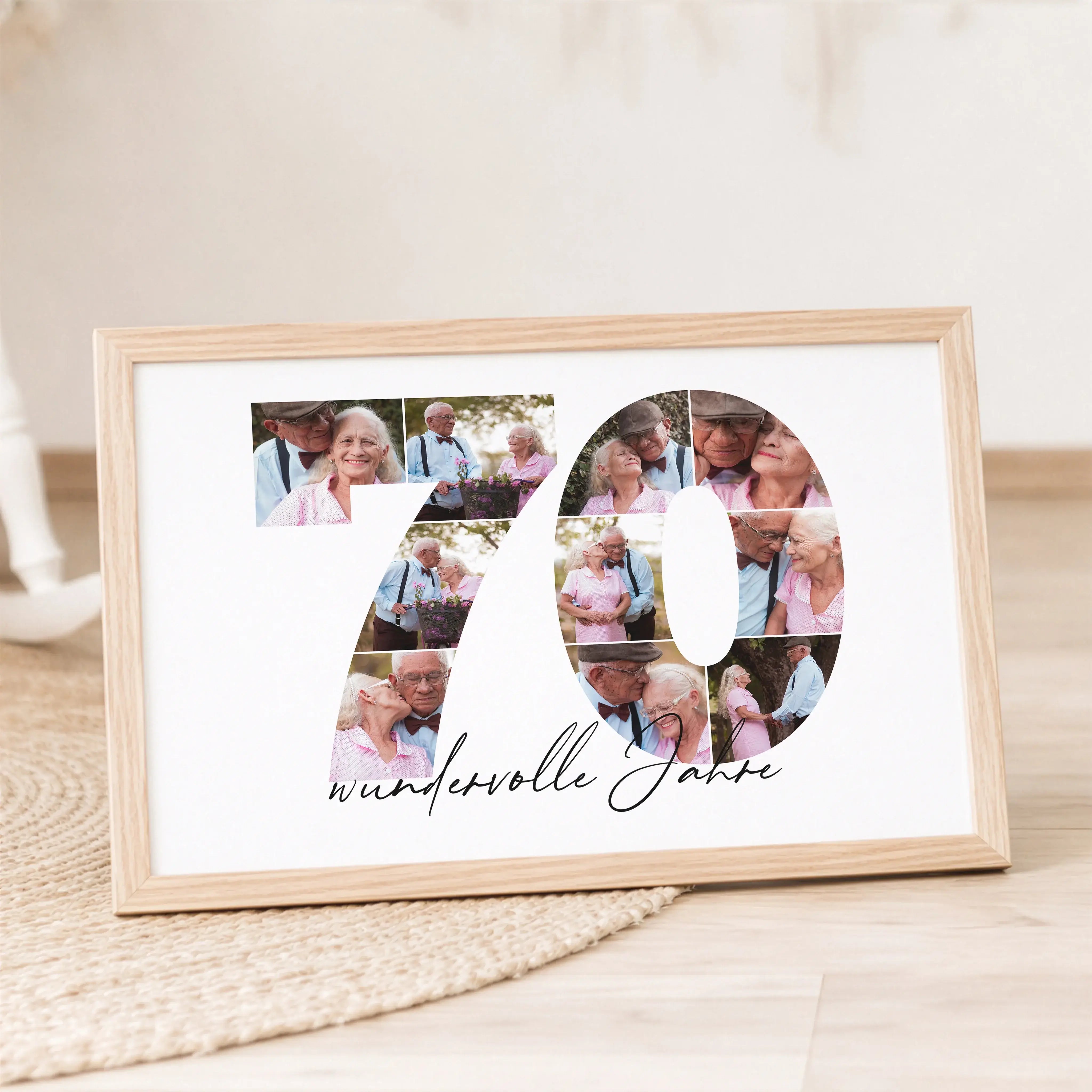 Foto Poster 70-Personalisiertes Poster-famprints-Das Foto Poster 70 von famprints verwandelt deine schönsten Erinnerungen in ein persönliches Design, das sofort ins Auge fällt. Die große Zahl 70 wird aus deinen eigenen Fotos gestaltet und erzählt eure Ges