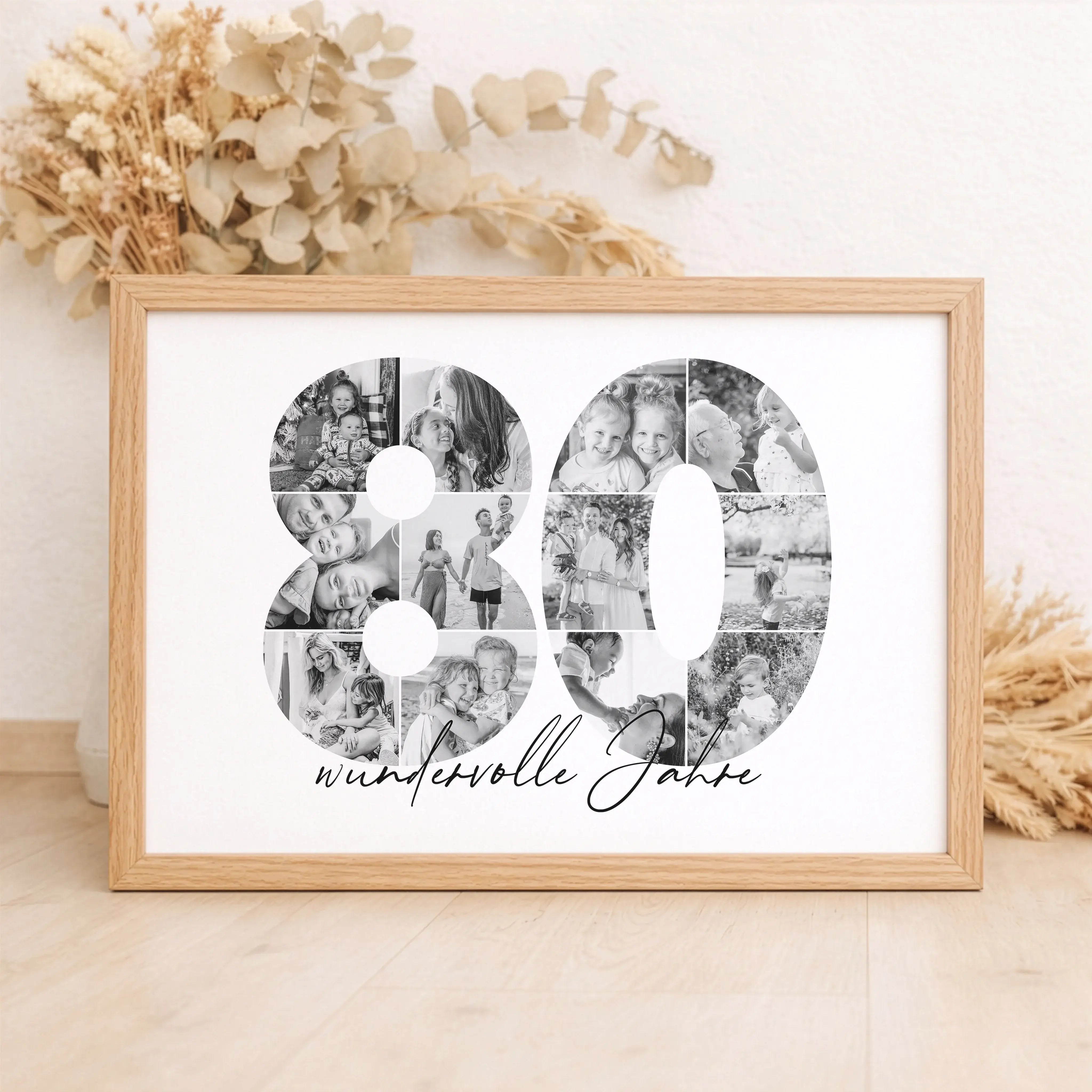 Foto Poster 80-Personalisiertes Poster-famprints-Das Foto Poster 80 von famprints ist eine persönliche Geschenkidee für besondere Anlässe wie runde Geburtstage, Jubiläen oder Jahrestage. Die große Zahl 80 wird mit deinen eigenen Fotos gestaltet und bildet