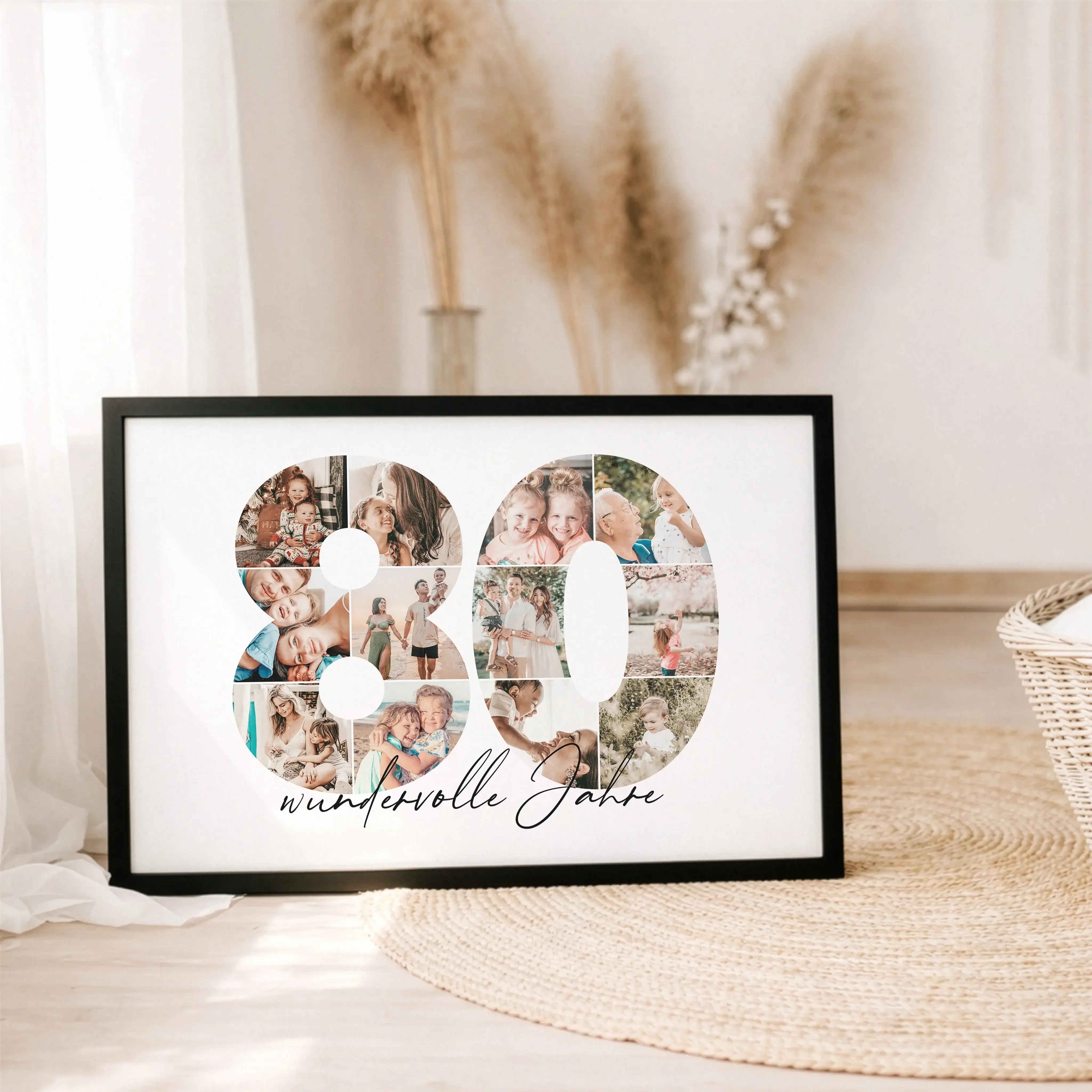 Foto Poster 80-Personalisiertes Poster-famprints-Das Foto Poster 80 von famprints ist eine persönliche Geschenkidee für besondere Anlässe wie runde Geburtstage, Jubiläen oder Jahrestage. Die große Zahl 80 wird mit deinen eigenen Fotos gestaltet und bildet