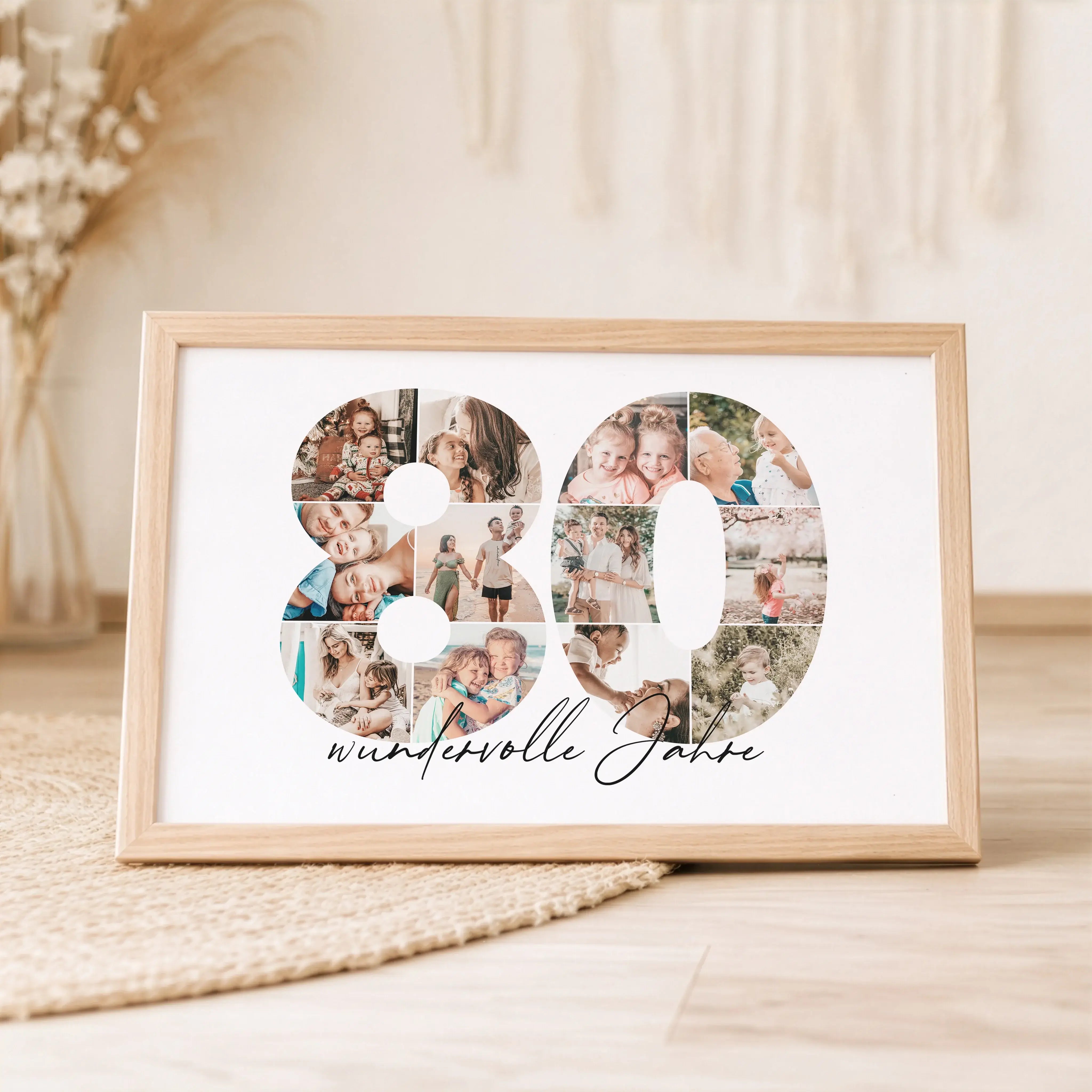 Foto Poster 80-Personalisiertes Poster-famprints-Das Foto Poster 80 von famprints ist eine persönliche Geschenkidee für besondere Anlässe wie runde Geburtstage, Jubiläen oder Jahrestage. Die große Zahl 80 wird mit deinen eigenen Fotos gestaltet und bildet