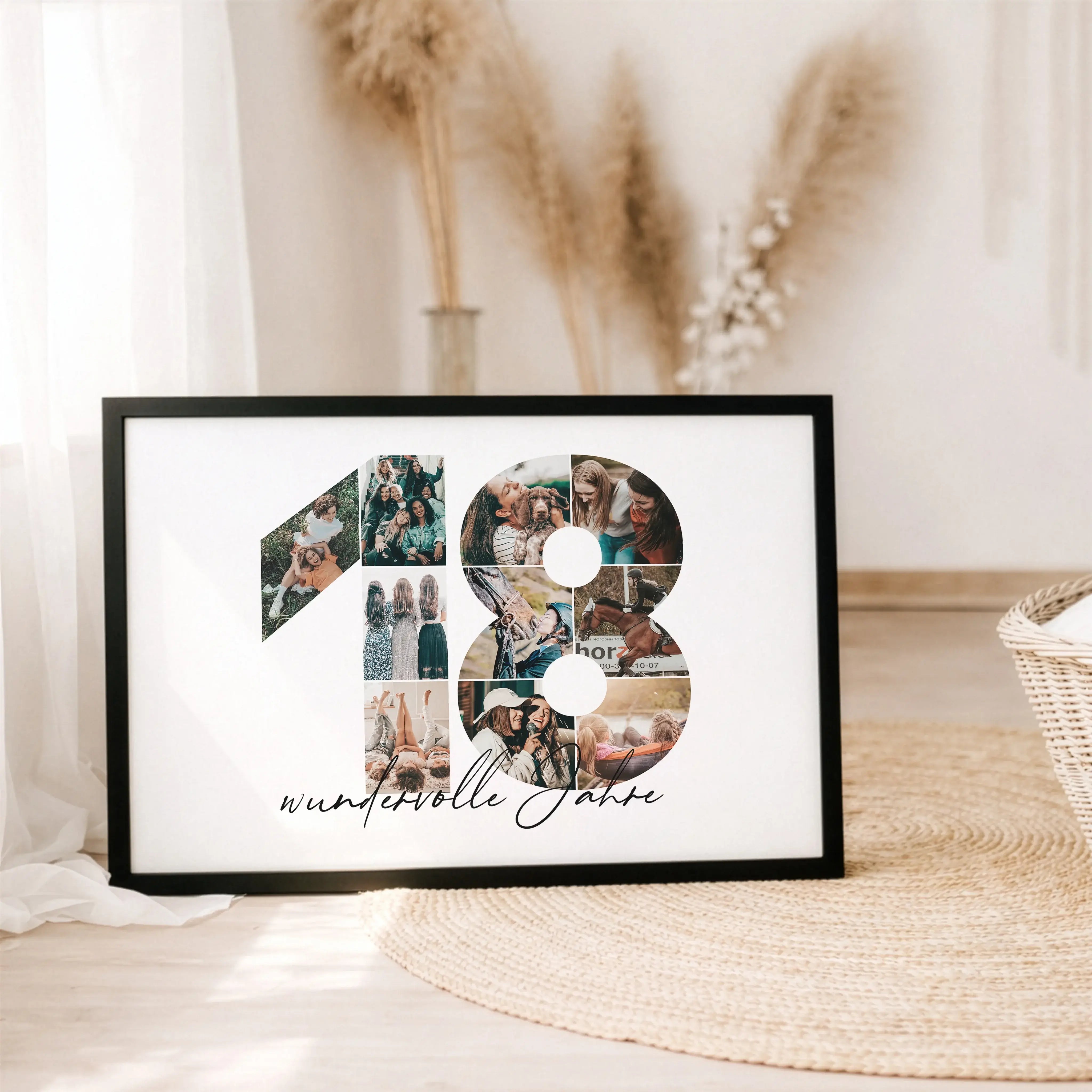 Foto Poster 18-Personalisiertes Poster-famprints-Das Foto Poster 18 von famprints macht aus Erinnerungen ein persönliches Wandbild mit Bedeutung. Die Zahl 18 wird aus deinen eigenen Bildern gestaltet und bildet eine harmonische Fotocollage, die besondere