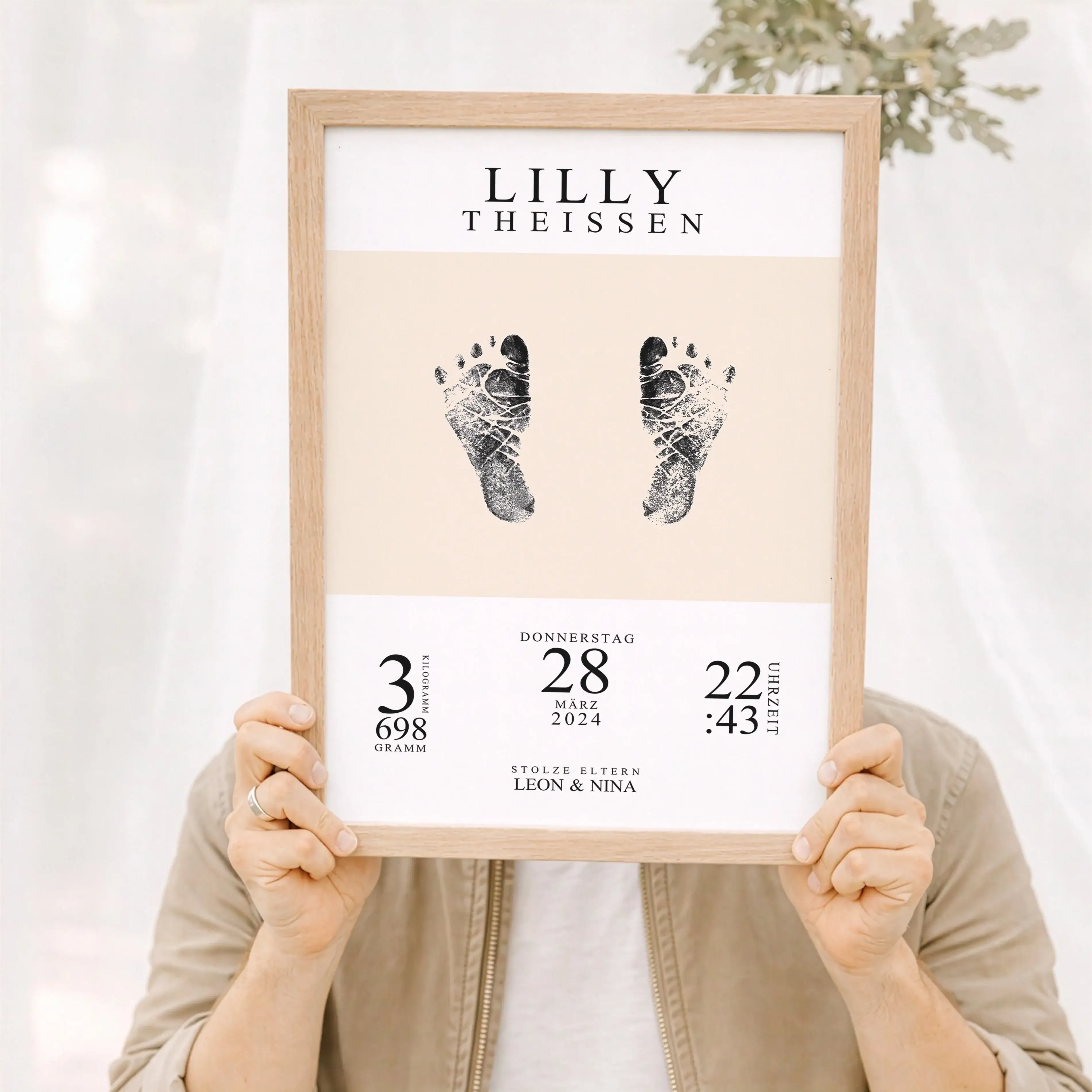 Geburtsposter mit Abdruck-Personalisiertes Poster-famprints-Ein Geburtsposter mit Abdruck hält die ersten großen Momente deines Babys stilvoll fest. Bei famprints gestaltest du ein personalisiertes Poster zur Geburt, das Name, Geburtsdatum, Uhrzeit und Ge