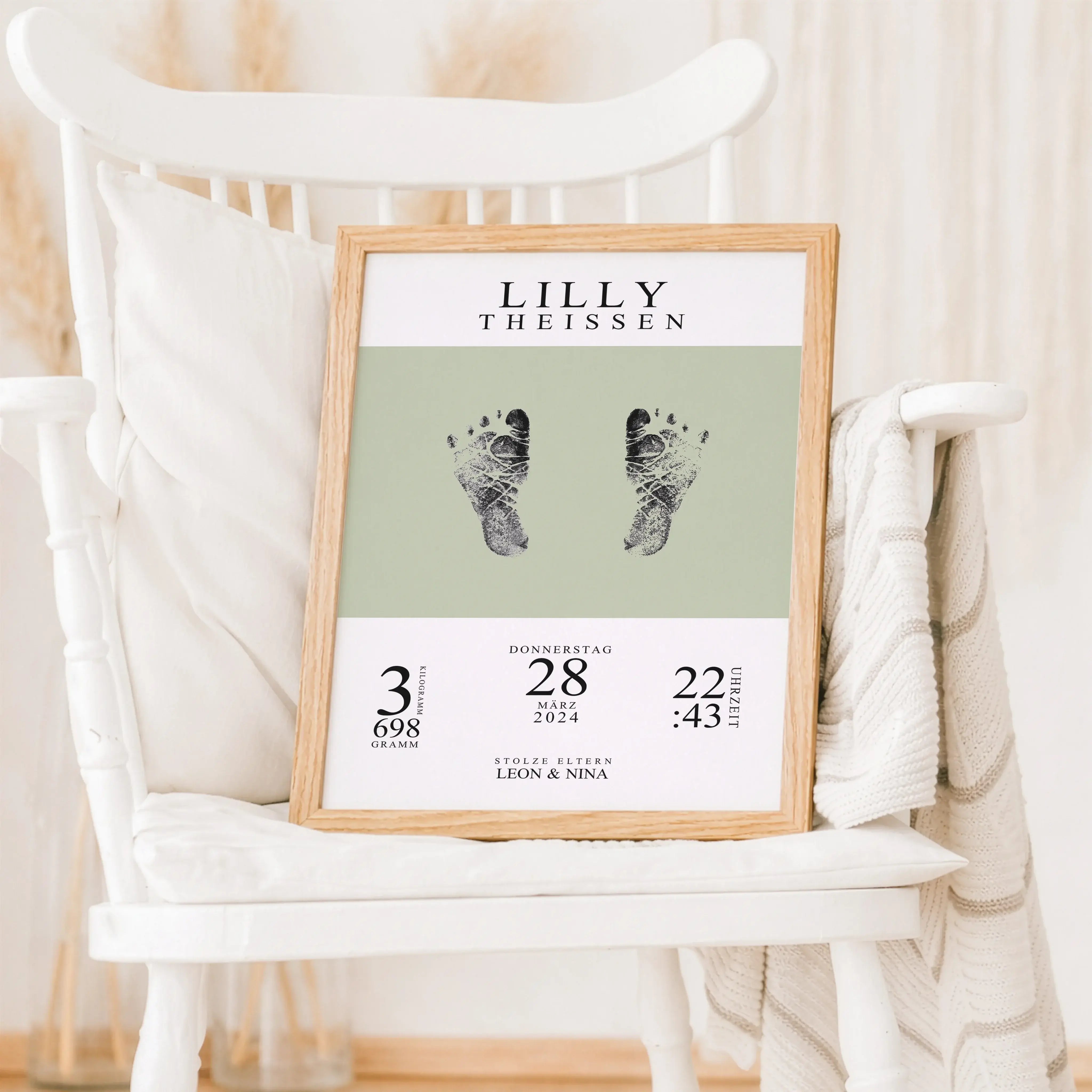 Geburtsposter mit Abdruck-Personalisiertes Poster-famprints-Ein Geburtsposter mit Abdruck hält die ersten großen Momente deines Babys stilvoll fest. Bei famprints gestaltest du ein personalisiertes Poster zur Geburt, das Name, Geburtsdatum, Uhrzeit und Ge