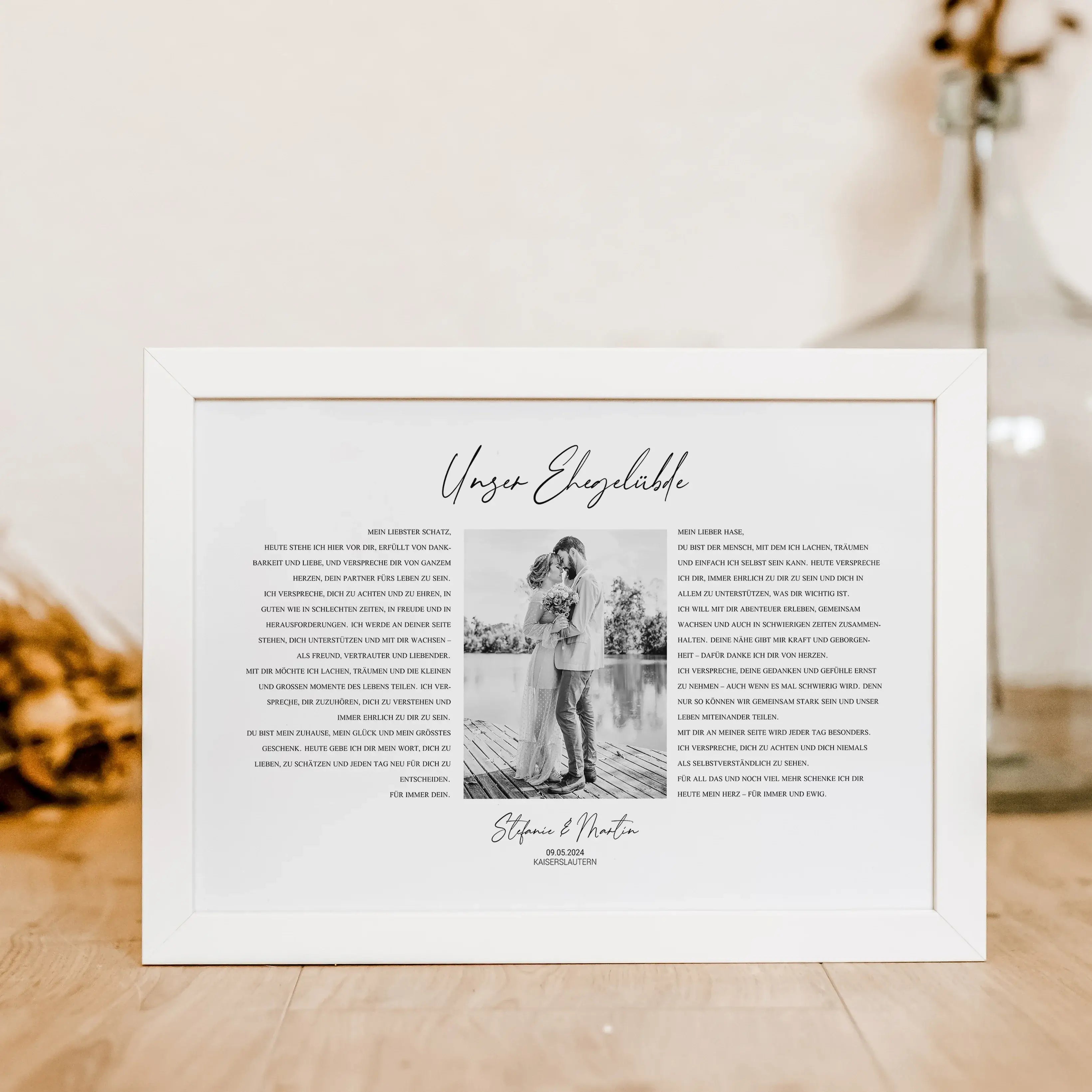 Ehegelübde Poster - Personalisiertes Poster - famprints - Feiere eure Liebe mit unserem einzigartigen Ehegelübde Poster – das perfekte personalisierte Geschenk zur Hochzeit oder zum Hochzeitstag! Dieses besondere Poster kannst du mit den Eheversprechen vo