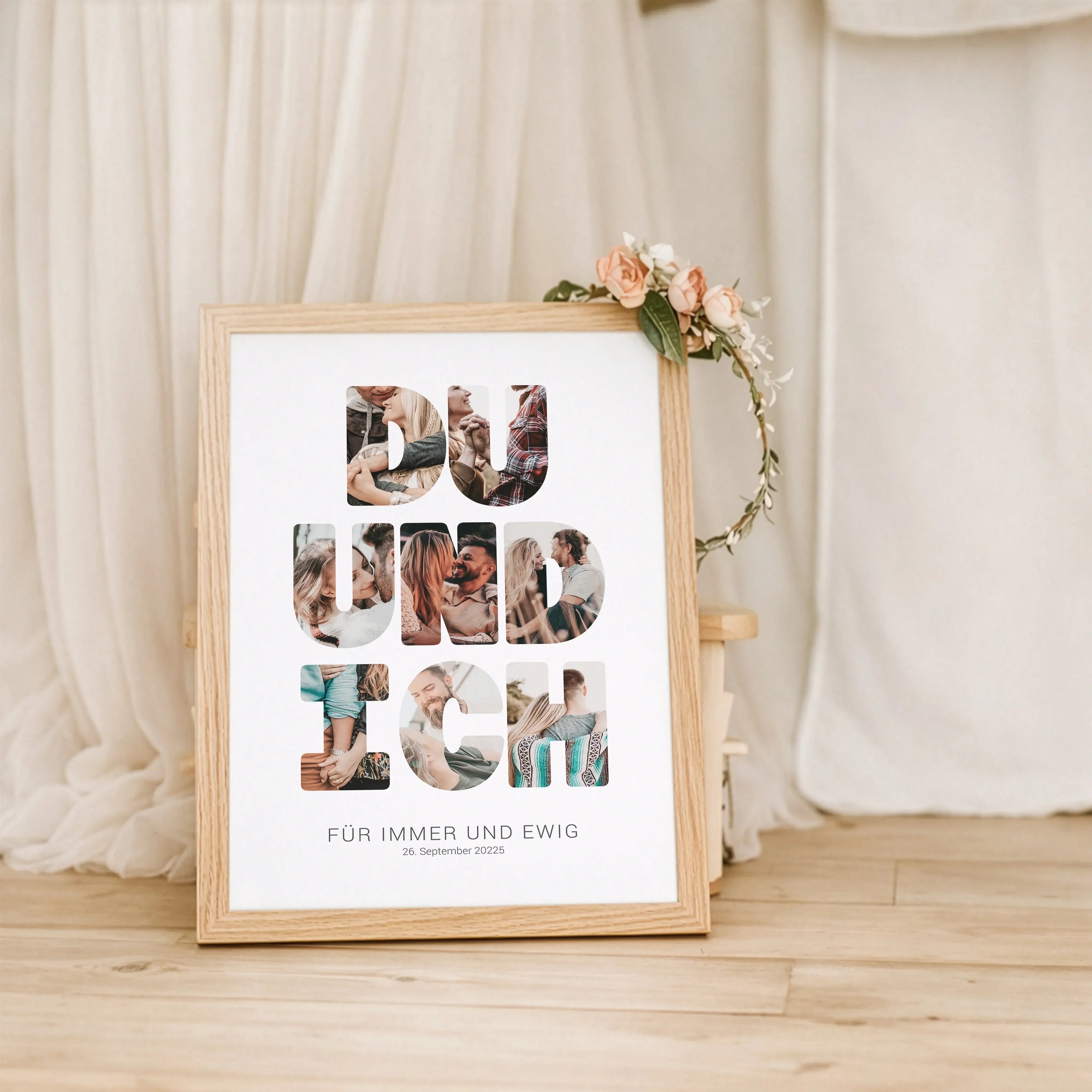 Foto Poster Du und ich-Personalisiertes Poster-famprints-Das Foto Poster Du und ich von famprints verwandelt eure gemeinsamen Momente in ein persönliches Design, das mehr sagt als tausend Worte. In den markanten Buchstaben werden eure Lieblingsfotos platz