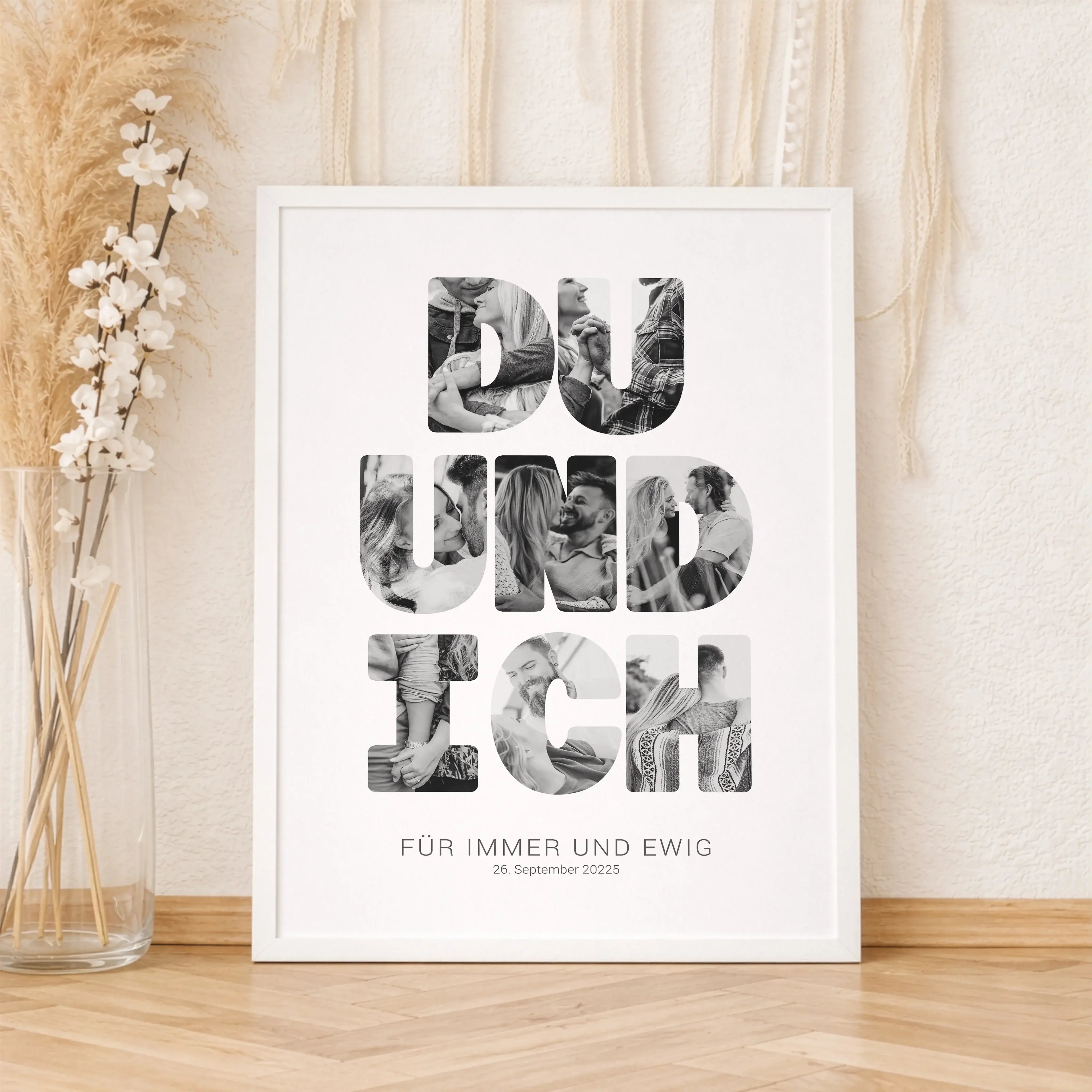 Foto Poster Du und ich-Personalisiertes Poster-famprints-Das Foto Poster Du und ich von famprints verwandelt eure gemeinsamen Momente in ein persönliches Design, das mehr sagt als tausend Worte. In den markanten Buchstaben werden eure Lieblingsfotos platz
