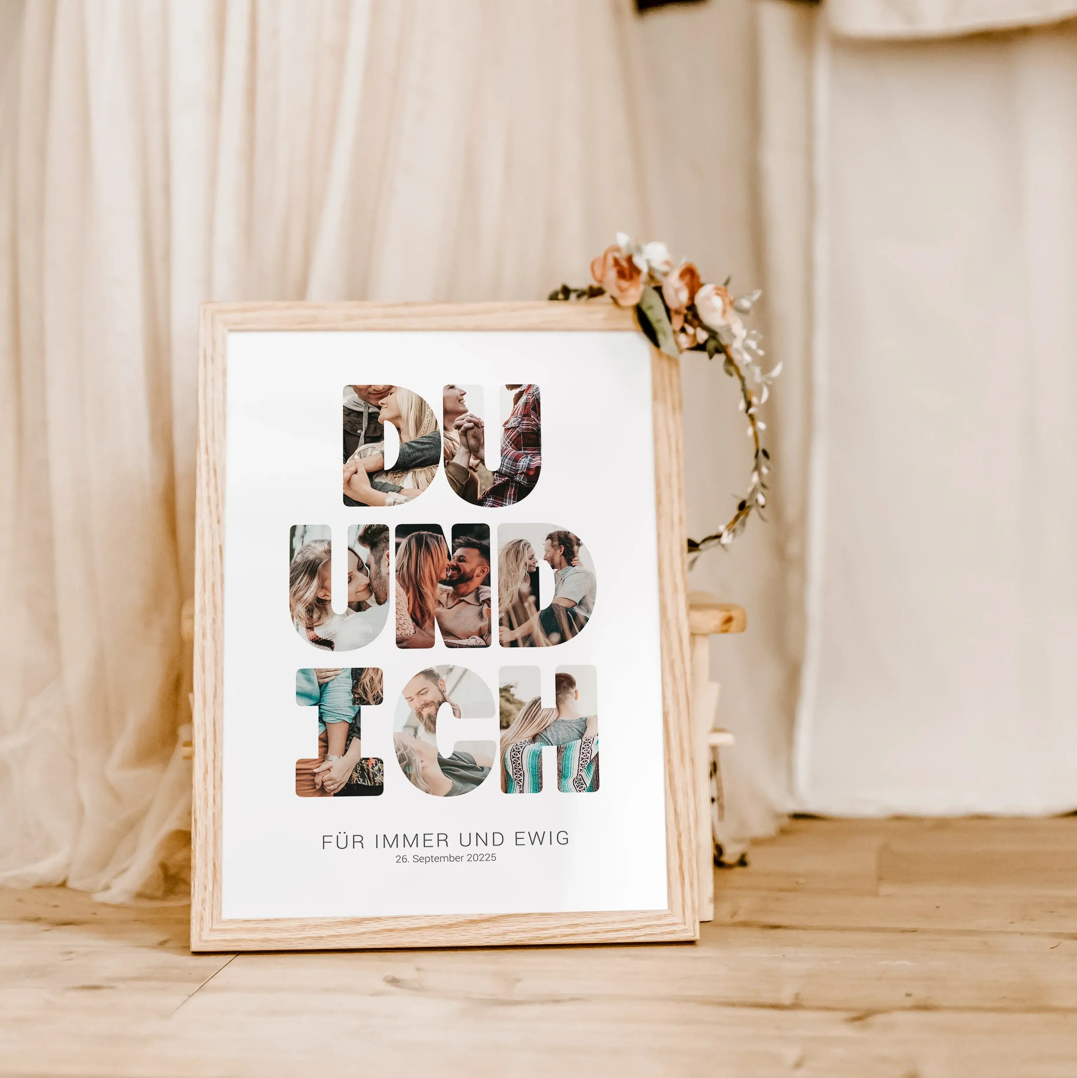 Foto Poster Du und ich - Personalisiertes Poster - famprints - Entdecke unser einzigartiges Foto Poster Du und ich – das perfekte personalisierte Geschenk zur Hochzeit, zum Hochzeitstag oder Valentinstag! Auf diesem besonderen Poster kannst du hinter jede