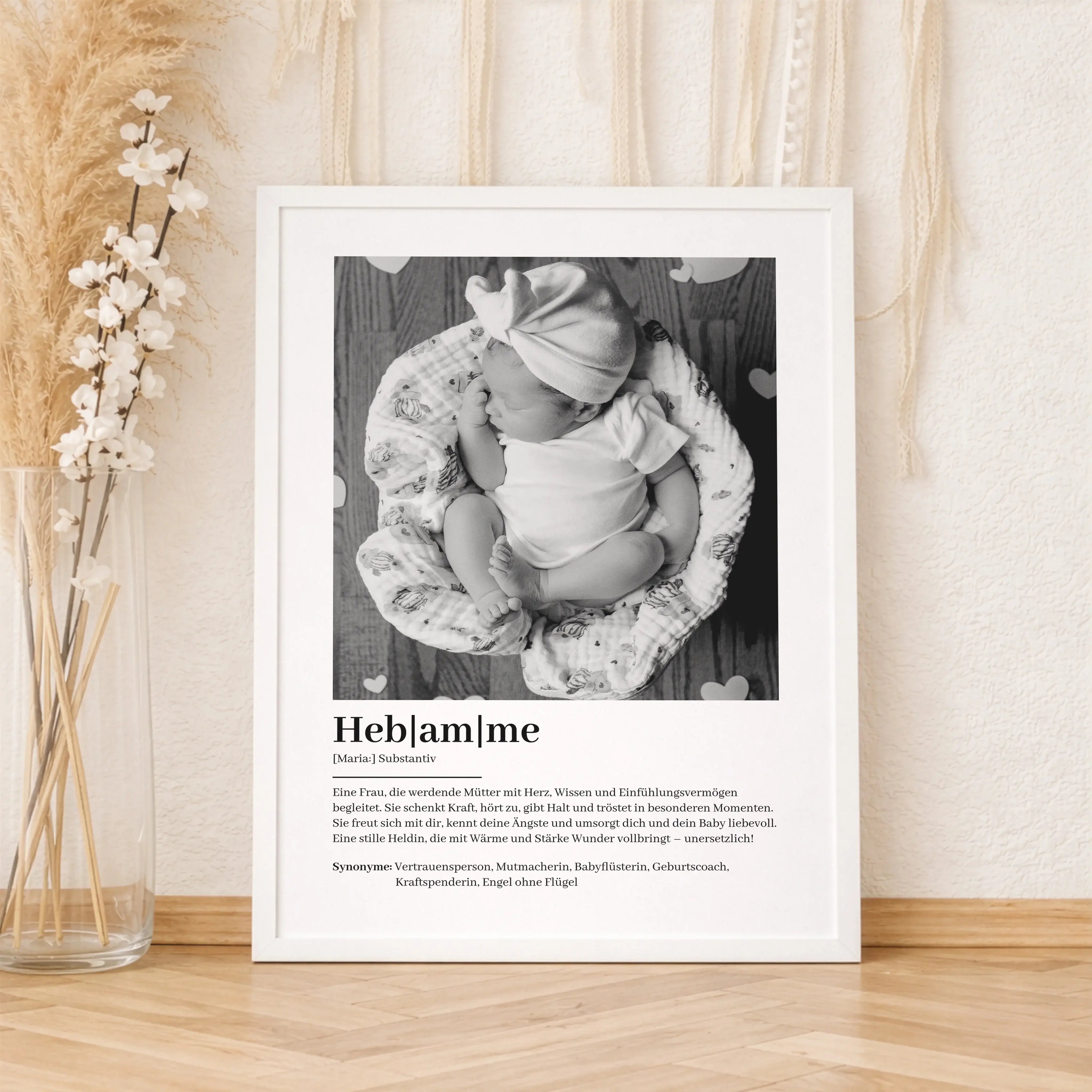 Hebamme Definition Poster mit Foto-Personalisiertes Poster-famprints-Das Hebamme Definition Poster mit Foto ist eine persönliche Art, Danke zu sagen und Wertschätzung sichtbar zu machen. Es verbindet eine liebevoll formulierte Definition mit einem eigenen