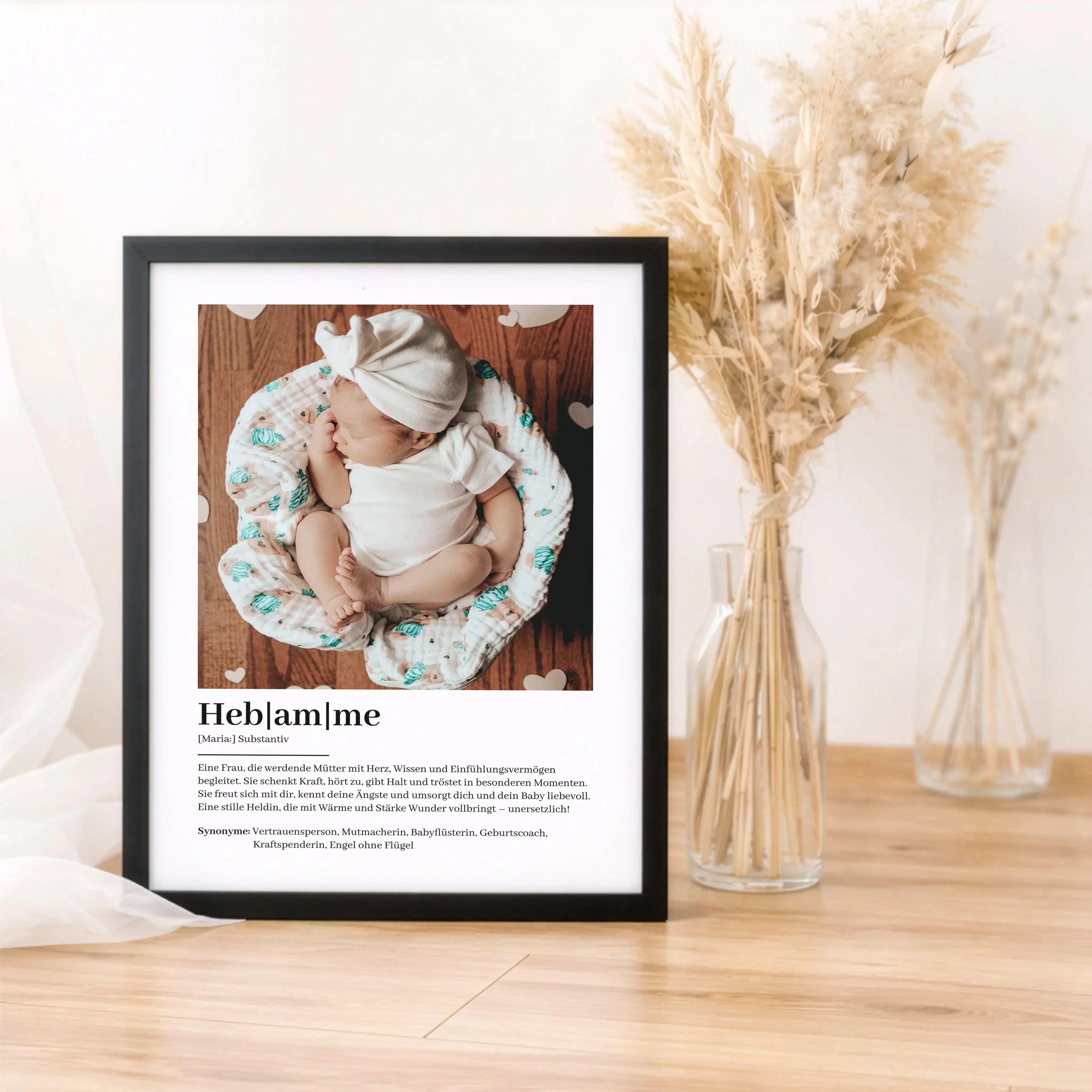 Hebamme Definition Poster mit Foto-Personalisiertes Poster-famprints-Das Hebamme Definition Poster mit Foto ist eine persönliche Art, Danke zu sagen und Wertschätzung sichtbar zu machen. Es verbindet eine liebevoll formulierte Definition mit einem eigenen