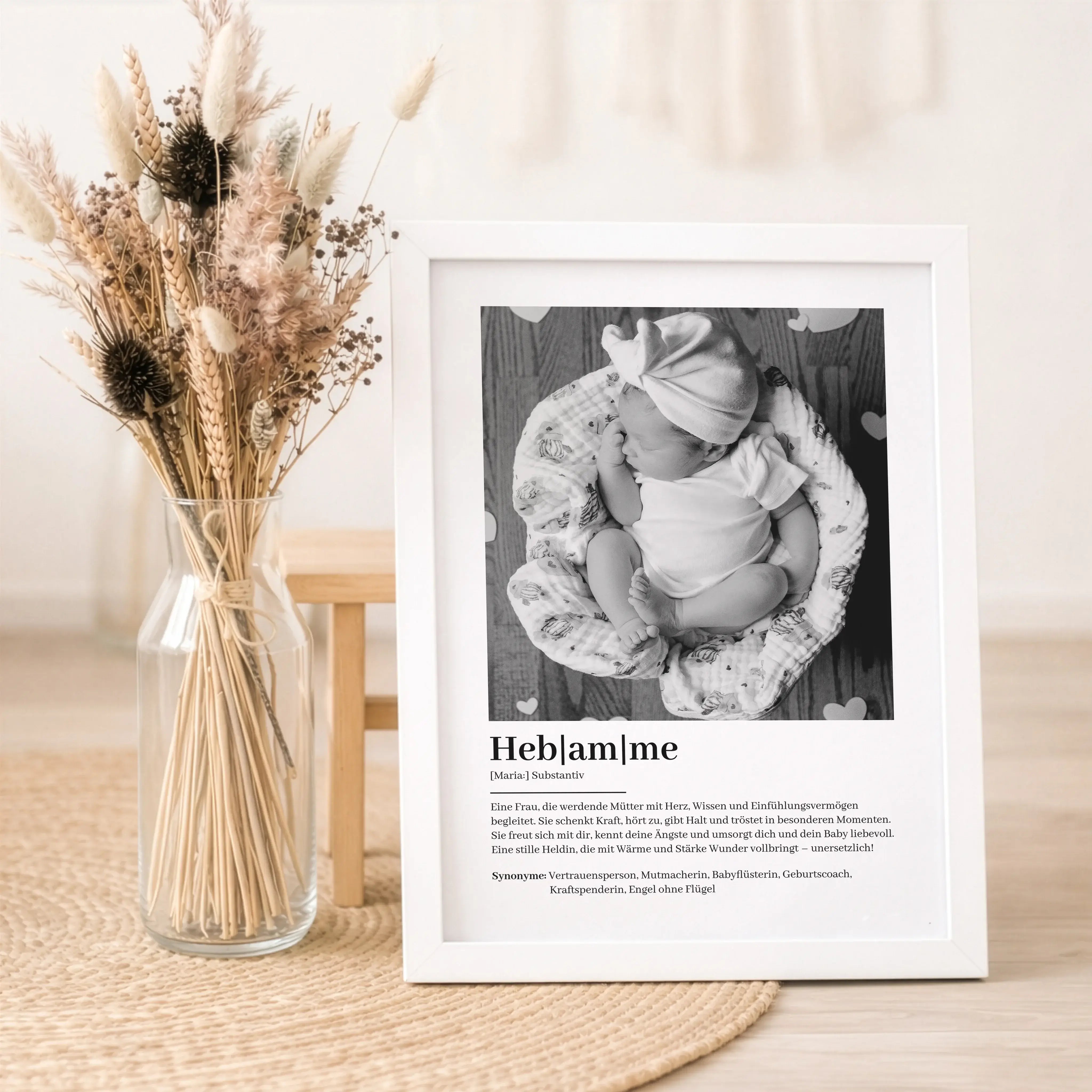 Hebamme Definition Poster mit Foto-Personalisiertes Poster-famprints-Das Hebamme Definition Poster mit Foto ist eine persönliche Art, Danke zu sagen und Wertschätzung sichtbar zu machen. Es verbindet eine liebevoll formulierte Definition mit einem eigenen