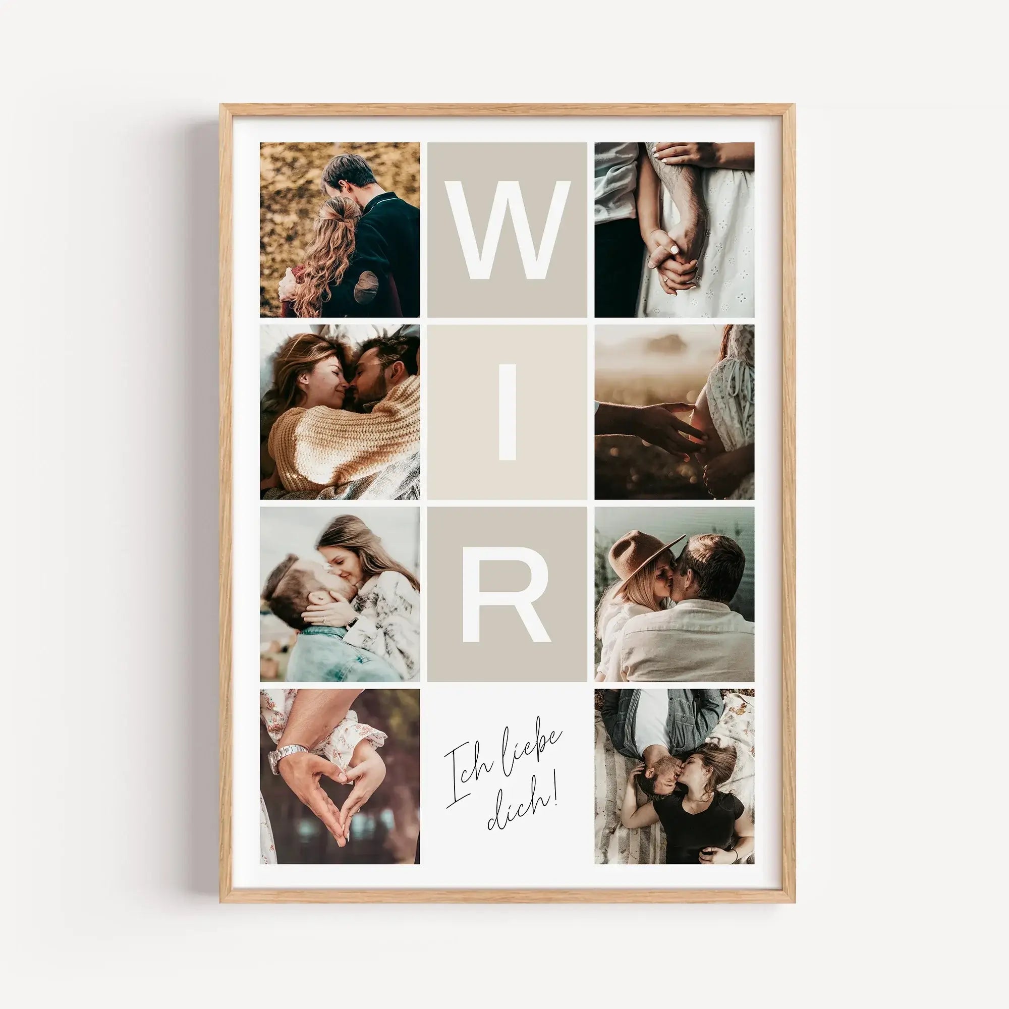 Wir Fotocollage - Personalisiertes Poster - famprints - Entdecke jetzt unsere Wir Fotocollage – das perfekte personalisierte Geschenk für euch beide! Gestalte dein individuelles Poster mit bis zu 8 Fotos, die eure schönsten gemeinsamen Momente festhalten.
