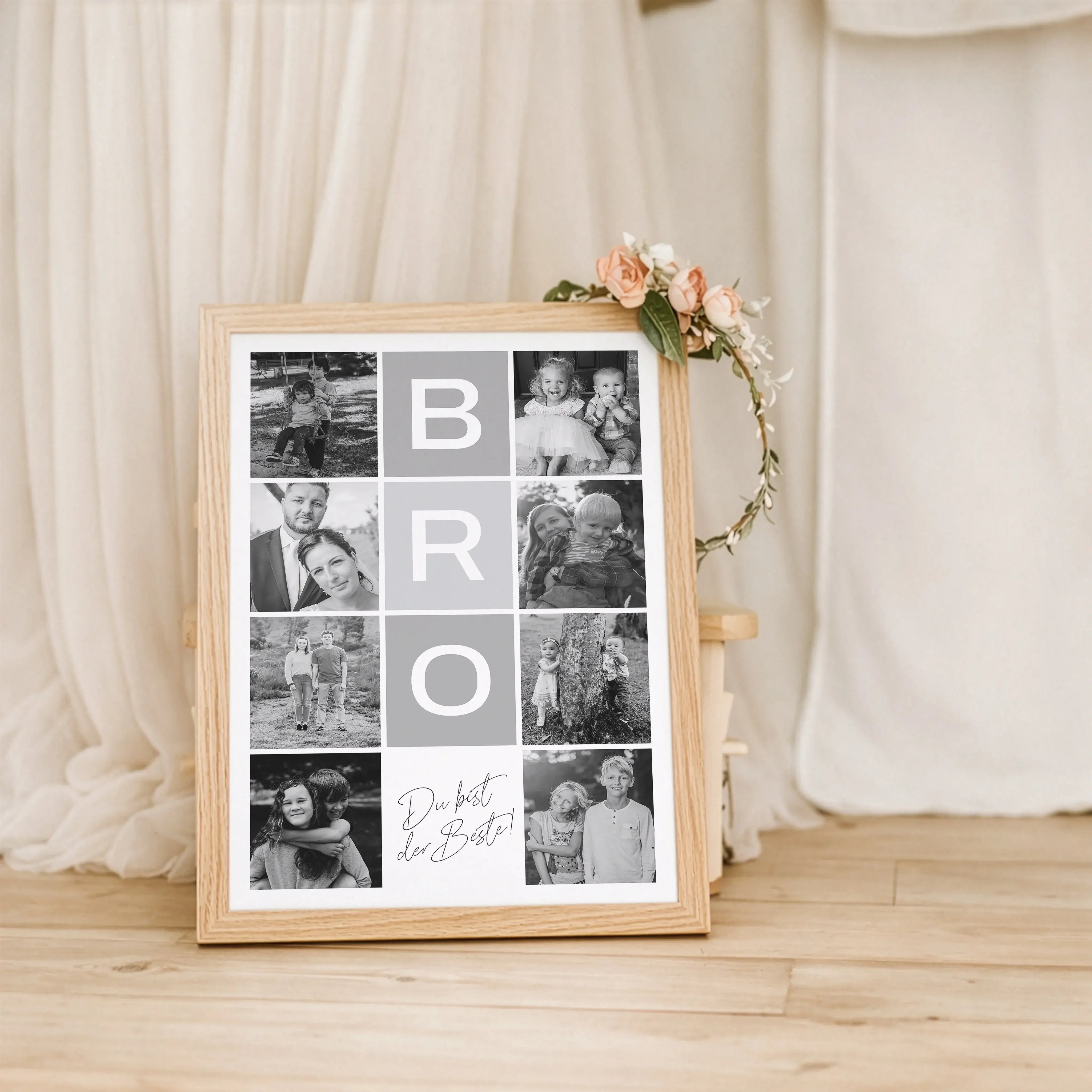 Bro Fotocollage-Personalisiertes Poster-famprints-Die Bro Fotocollage von famprints ist ein personalisiertes Poster für echte Bruder-Momente. Du gestaltest dein Design mit mehreren eigenen Fotos und machst daraus ein individuelles Wandbild, das eure Gesch