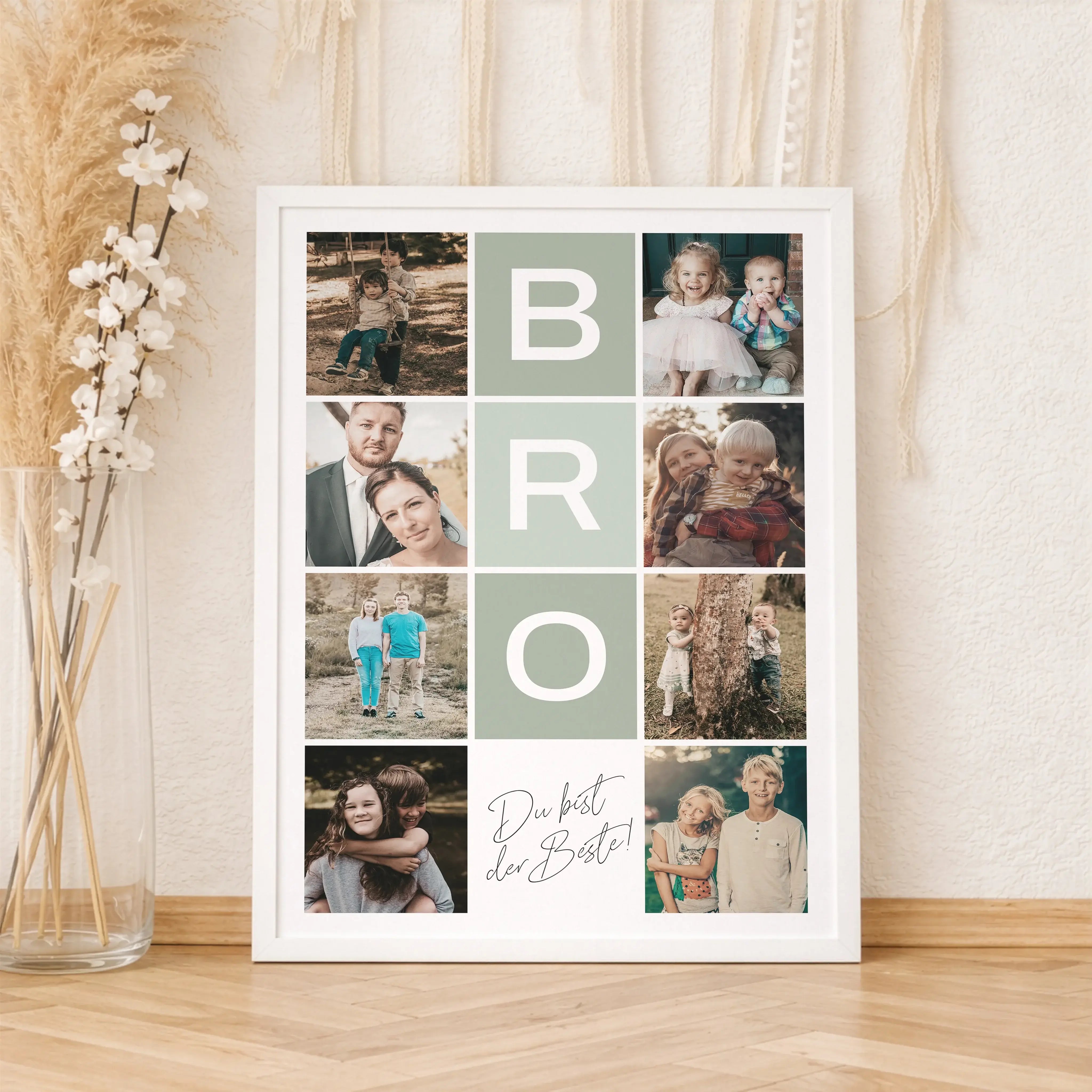 Bro Fotocollage-Personalisiertes Poster-famprints-Die Bro Fotocollage von famprints ist ein personalisiertes Poster für echte Bruder-Momente. Du gestaltest dein Design mit mehreren eigenen Fotos und machst daraus ein individuelles Wandbild, das eure Gesch