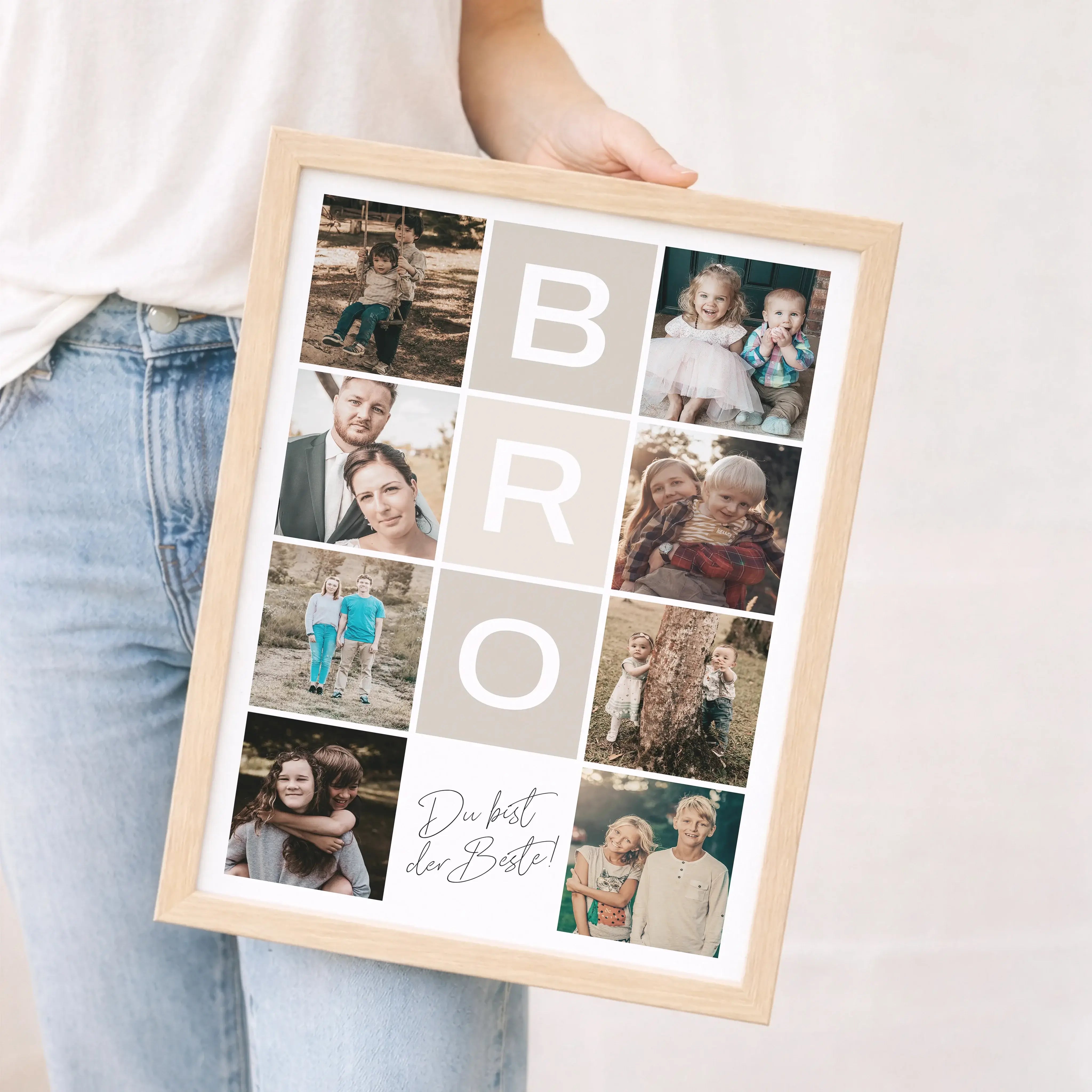 Bro Fotocollage-Personalisiertes Poster-famprints-Die Bro Fotocollage von famprints ist ein personalisiertes Poster für echte Bruder-Momente. Du gestaltest dein Design mit mehreren eigenen Fotos und machst daraus ein individuelles Wandbild, das eure Gesch
