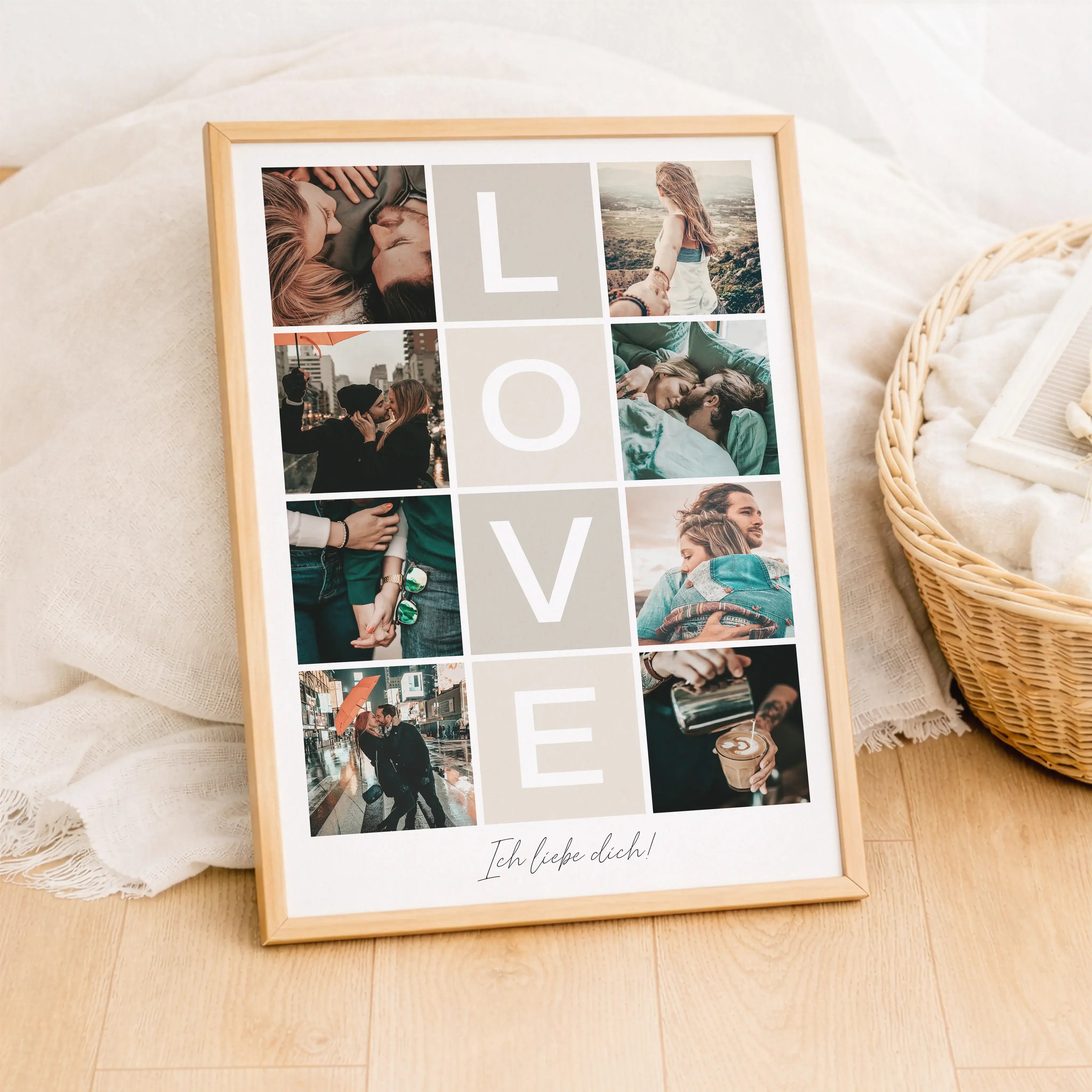 Love Fotocollage-Personalisiertes Poster-famprints-Die Love Fotocollage von famprints ist mehr als ein Poster, sie ist ein persönliches Statement für eure gemeinsame Geschichte. Du gestaltest sie mit euren Lieblingsfotos und schaffst so ein individuelles