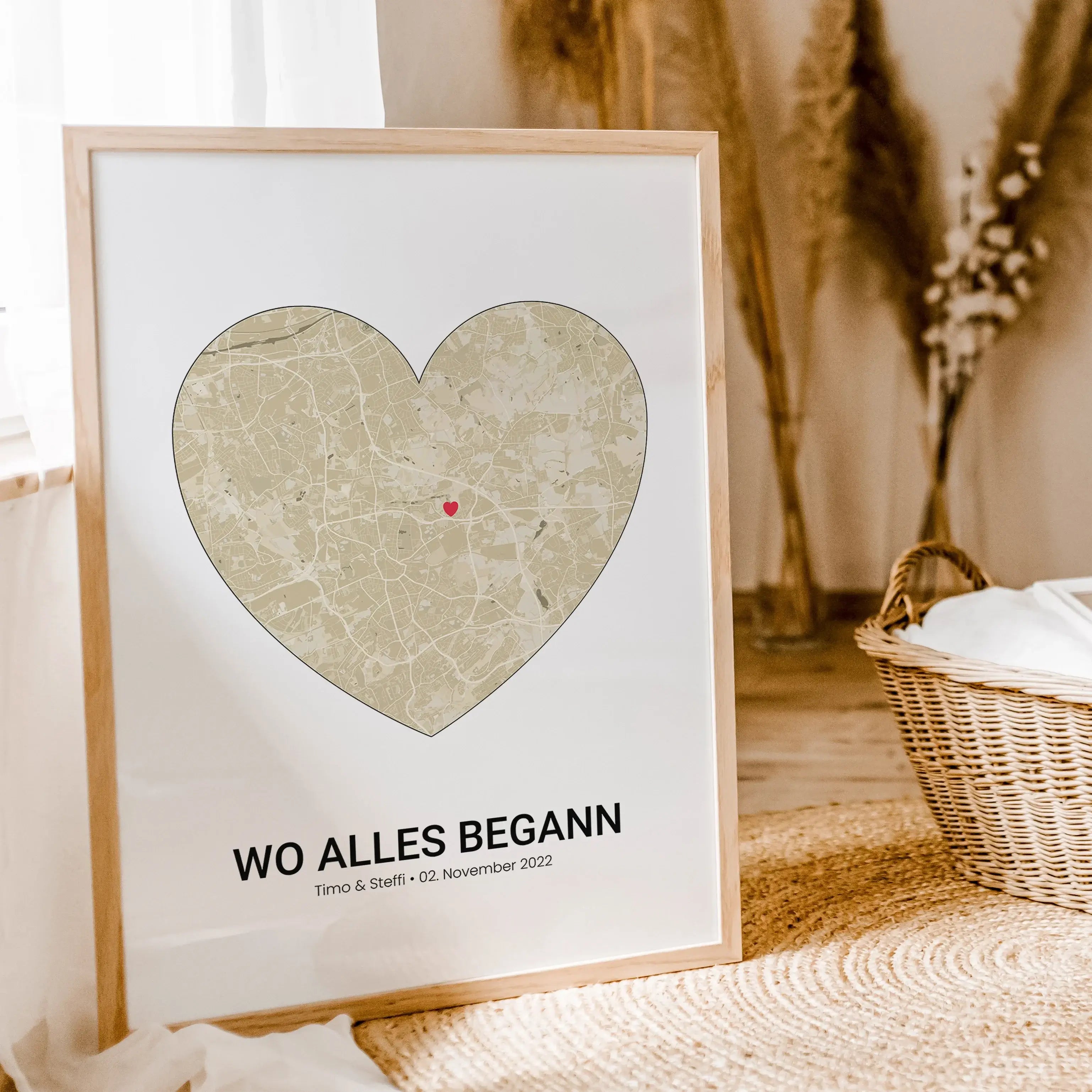 Stadtkarte Poster Herz - Personalisiertes Poster - famprints - Entdecke unser einzigartiges Stadtkarte Poster Herz – das perfekte personalisierte Geschenk für eure besonderen Momente! Gestalte dein Poster individuell mit der Stadtkarte deines Lieblingsort
