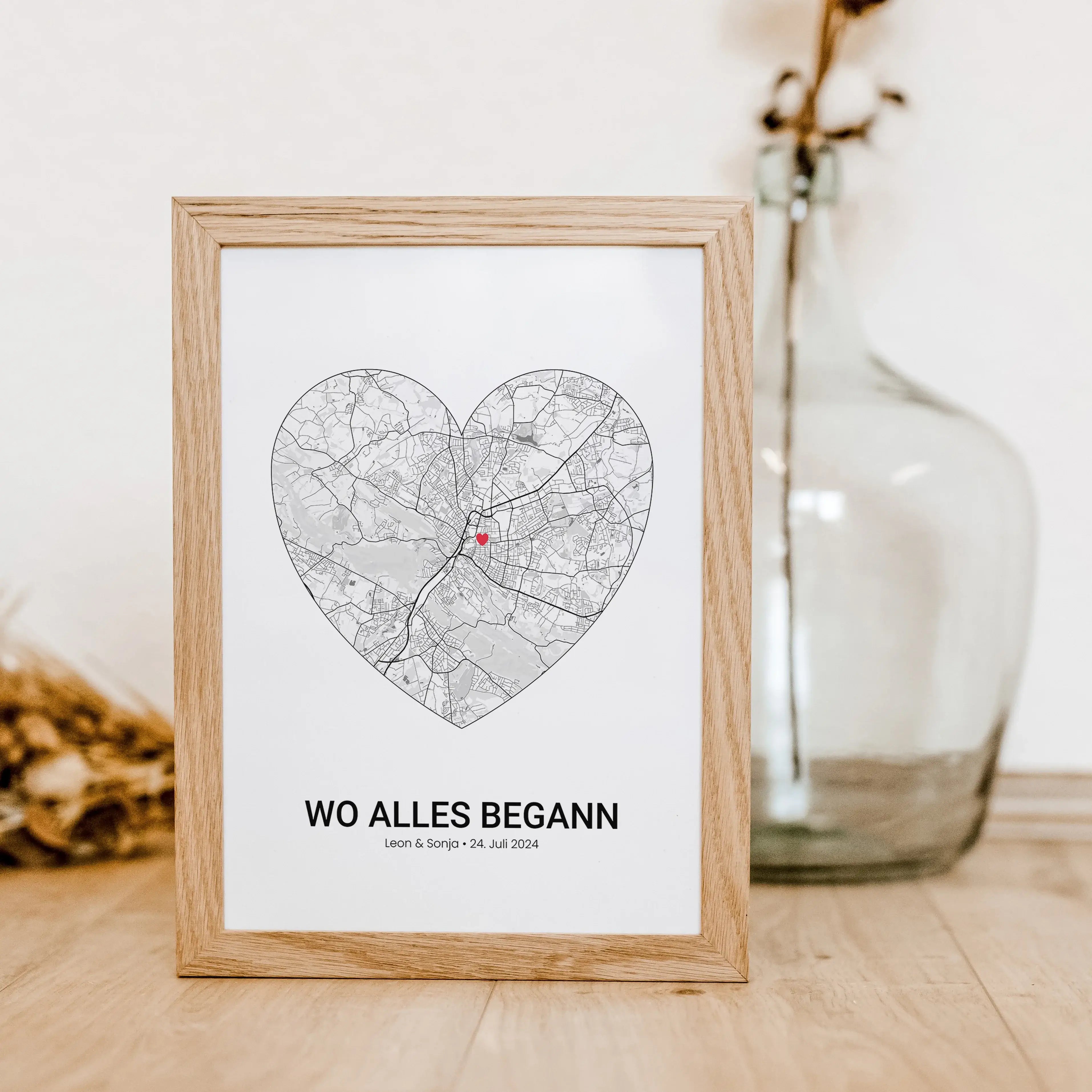 Stadtkarte Poster Herz - Personalisiertes Poster - famprints - Entdecke unser einzigartiges Stadtkarte Poster Herz – das perfekte personalisierte Geschenk für eure besonderen Momente! Gestalte dein Poster individuell mit der Stadtkarte deines Lieblingsort