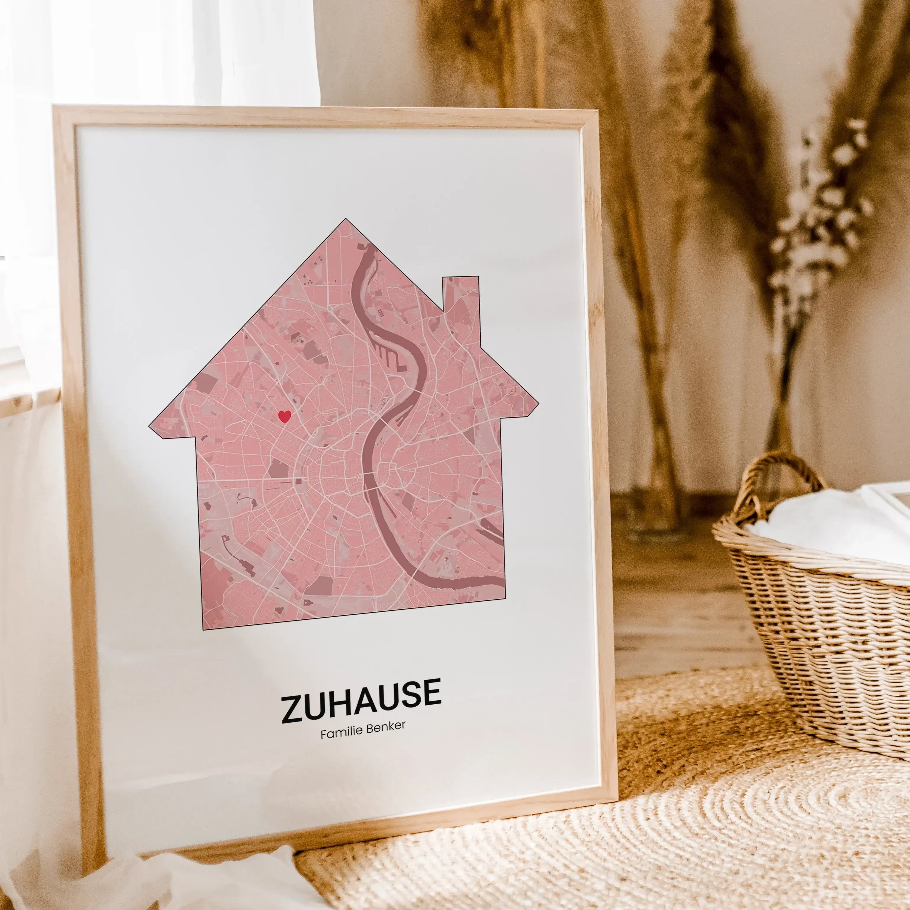Stadtkarte Poster Haus - Personalisiertes Poster - famprints - Entdecke unser einzigartiges Stadtkarte Poster Haus – das perfekte personalisierte Geschenk für deinen Lieblingsort! Gestalte dein Poster individuell mit der Stadtkarte deiner Wahl und verewig