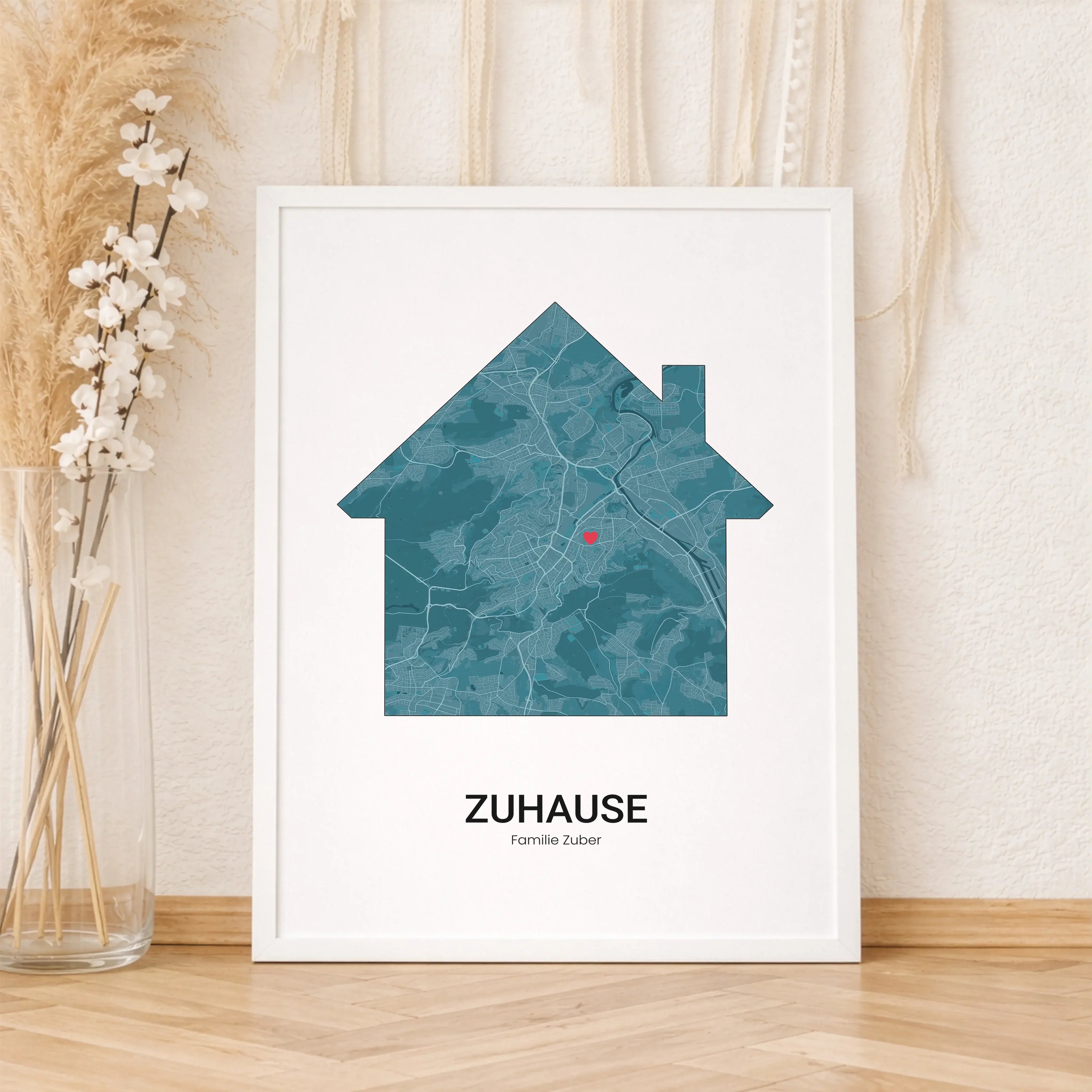 Stadtkarte Poster Haus-Personalisiertes Poster-famprints-Das Stadtkarte Poster Haus von famprints verwandelt einen besonderen Ort in ein persönliches Designobjekt für dein Zuhause. Ob das erste gemeinsame Zuhause, das Eigenheim oder ein Ort mit emotionale