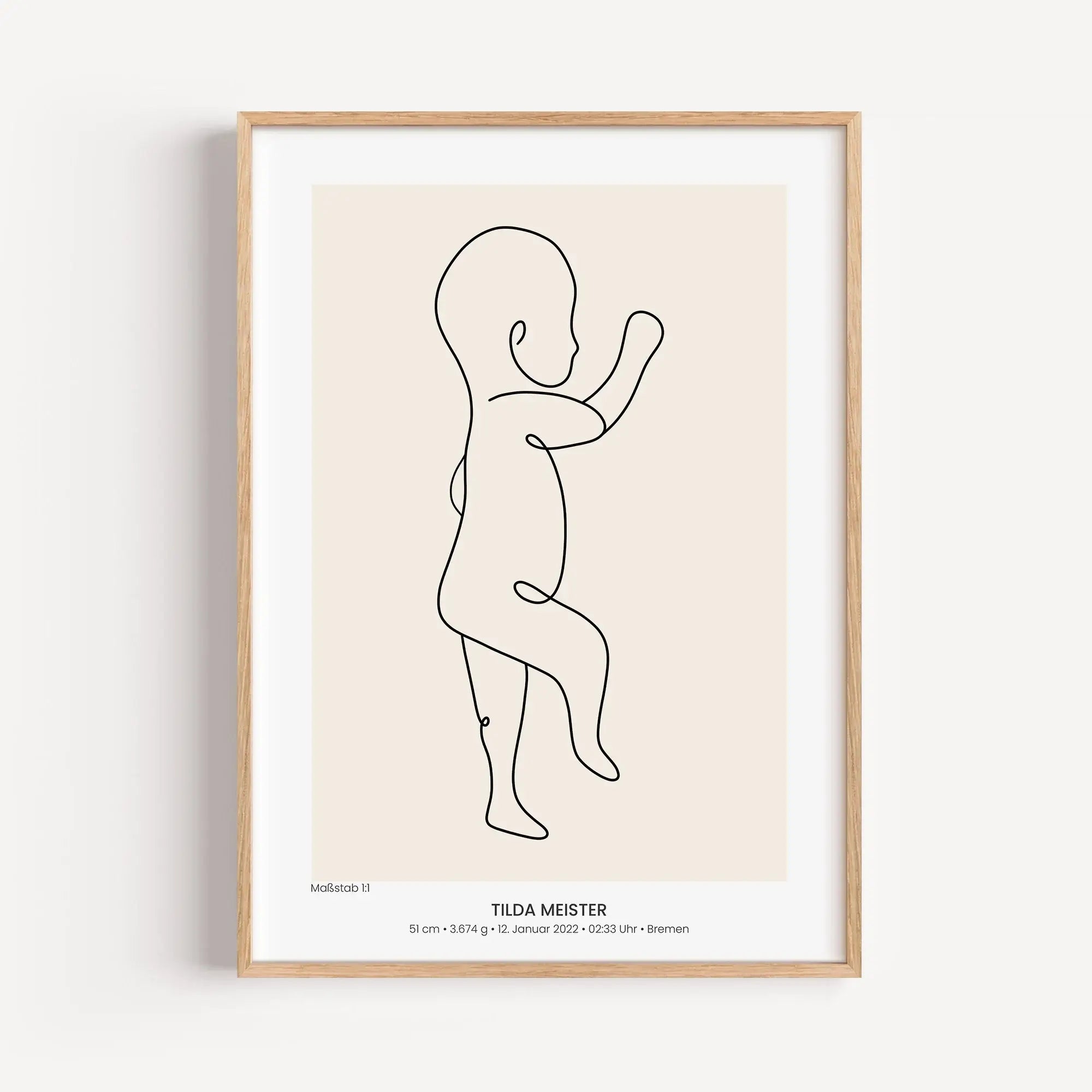 Geburtsposter 1:1 Baby 'Line Art'-famprints-Personalisiertes Poster-Die Geburt eines Kindes ist etwas ganz Besonderes. Egal, ob es das erste oder zehnte Kind ist, dieser Moment wird für immer in Erinnerung bleiben. Das famprints Geburtsposter ist ein unve