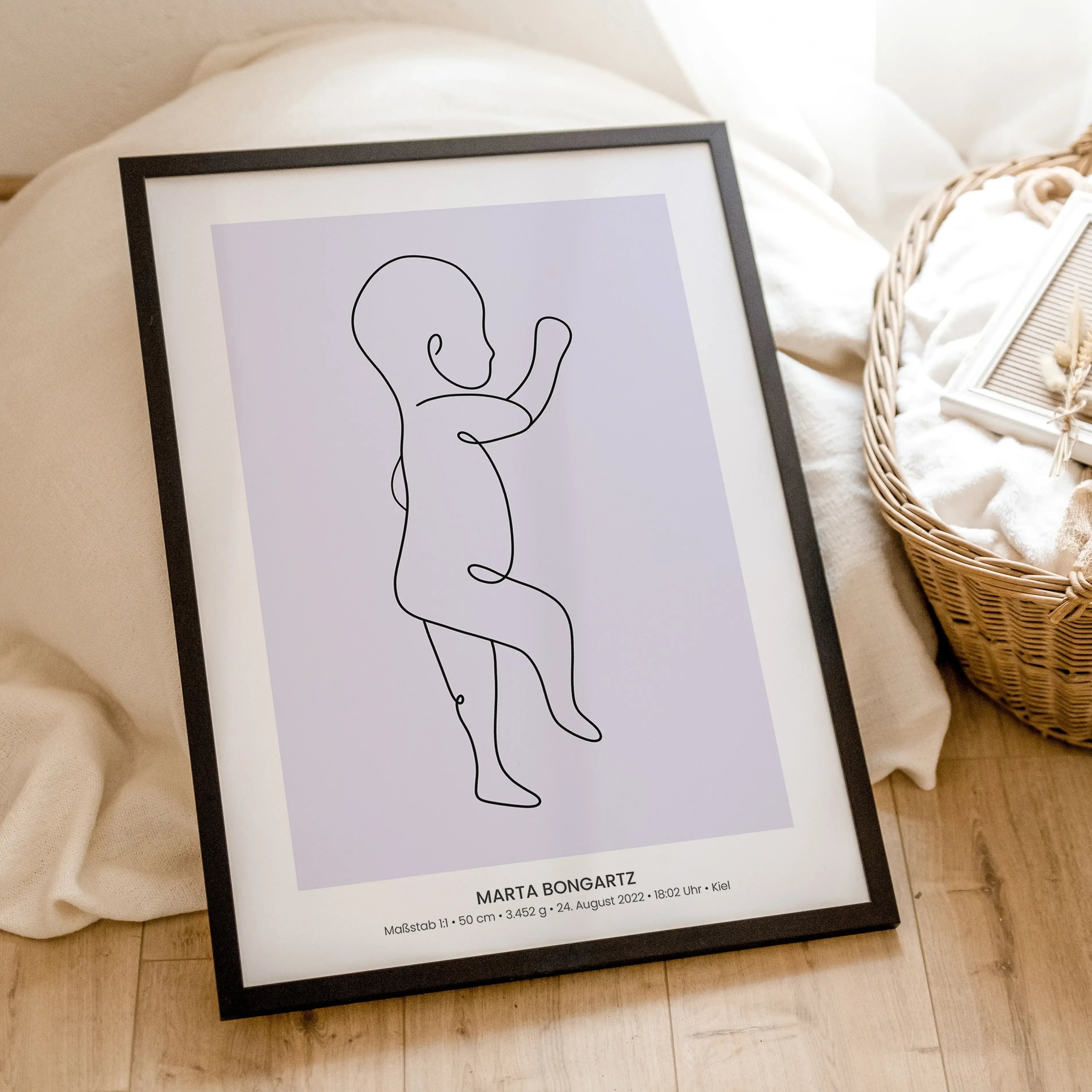 Geburtsposter 1:1 Baby 'Line Art'-famprints-Personalisiertes Poster-Die Geburt eines Kindes ist etwas ganz Besonderes. Egal, ob es das erste oder zehnte Kind ist, dieser Moment wird für immer in Erinnerung bleiben. Das famprints Geburtsposter ist ein unve