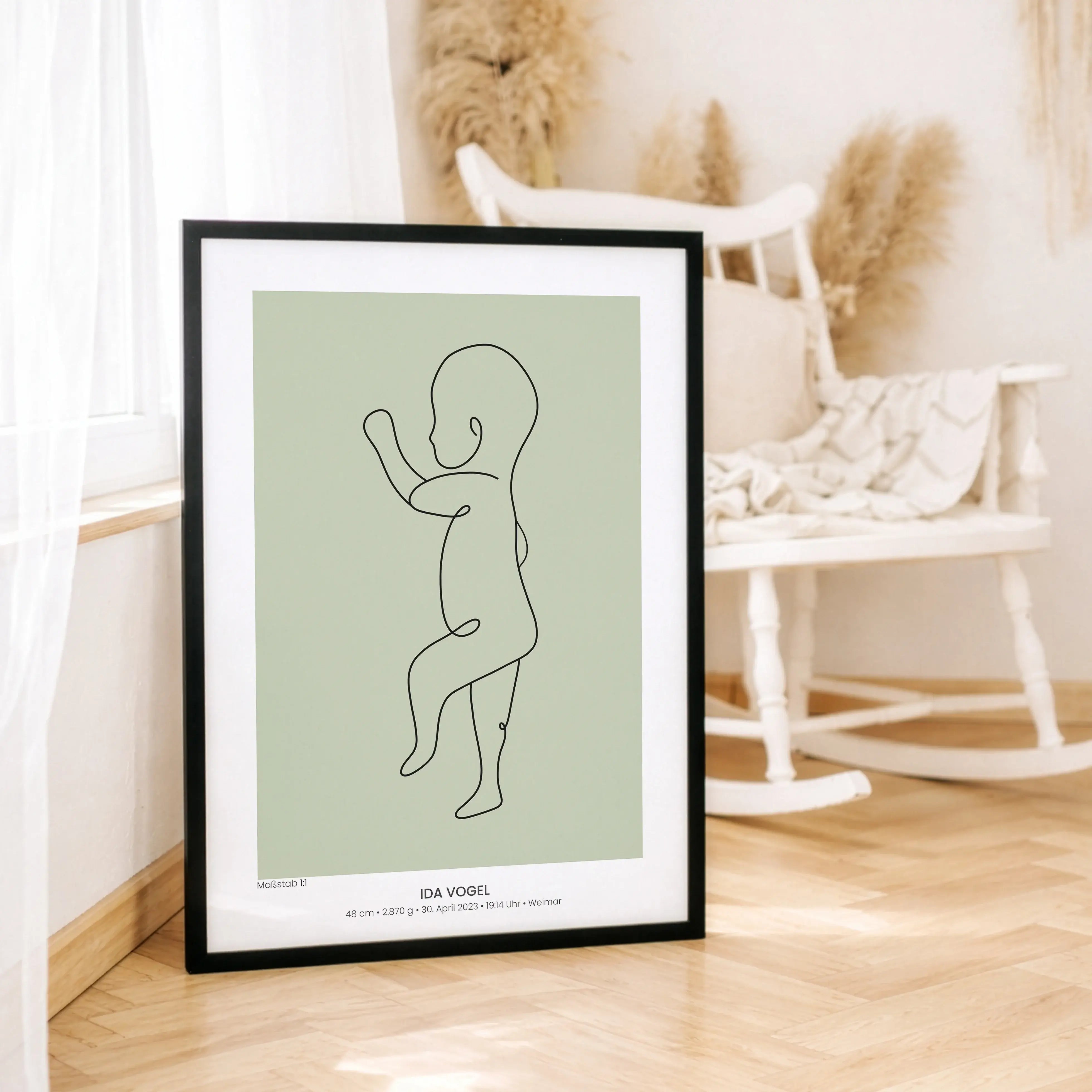 Geburtsposter 1:1 Baby 'Line Art'-Personalisiertes Poster-famprints-Das Geburtsposter 1:1 Baby Line Art von famprints hält den einzigartigen Moment der Geburt genauso fest, wie er war – in originaler Größe und als feine Linienzeichnung. Das Baby wird im M