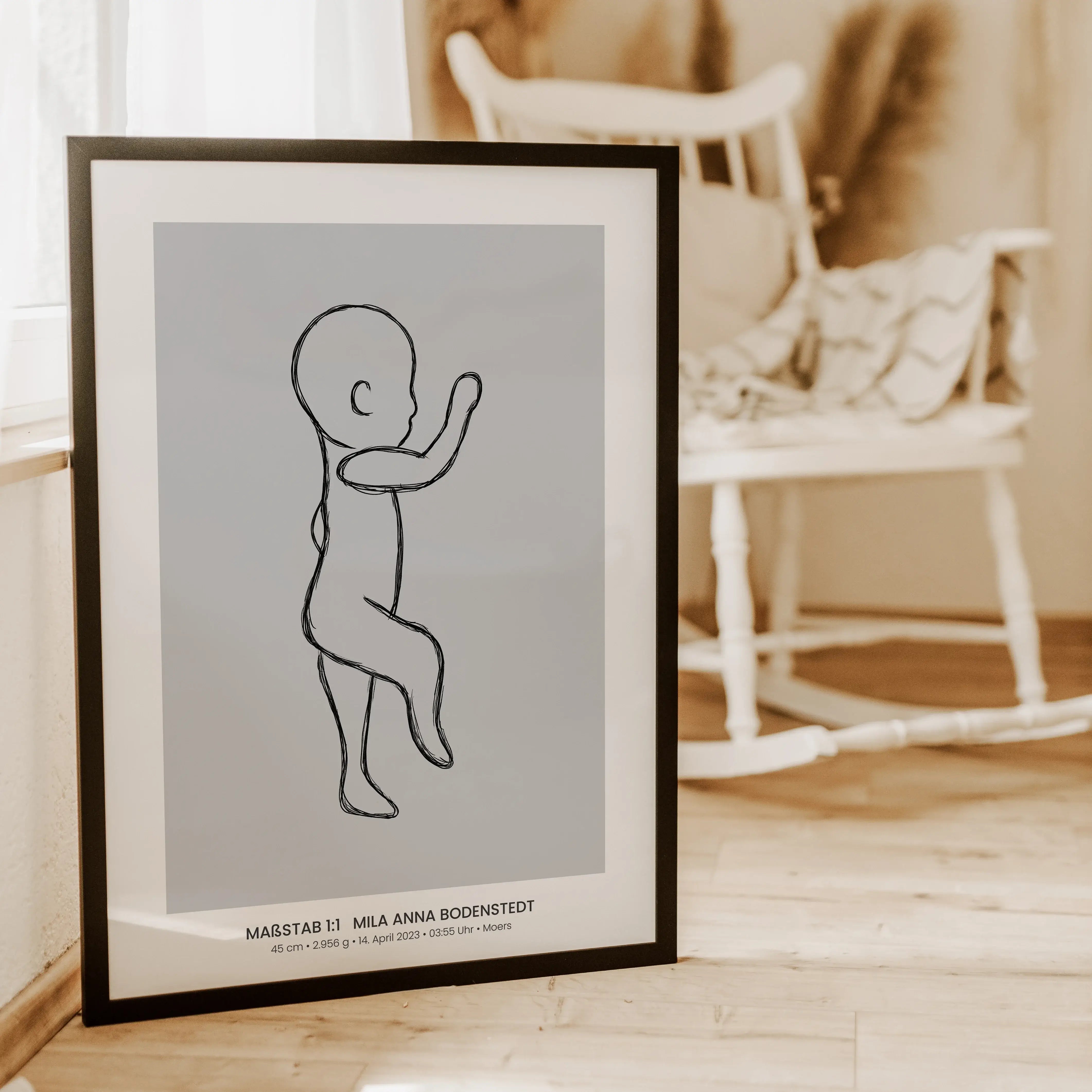 Geburtsposter 1:1 Baby 'Sketch'-famprints-Personalisiertes Poster-Herzlichen Glückwunsch! Ihr habt es geschafft. Nach neun langen Monaten und einer vermutlich anstrengenden Geburt, haltet ihr endlich euer kleines Wunder in den Armen. Eine so große Freude