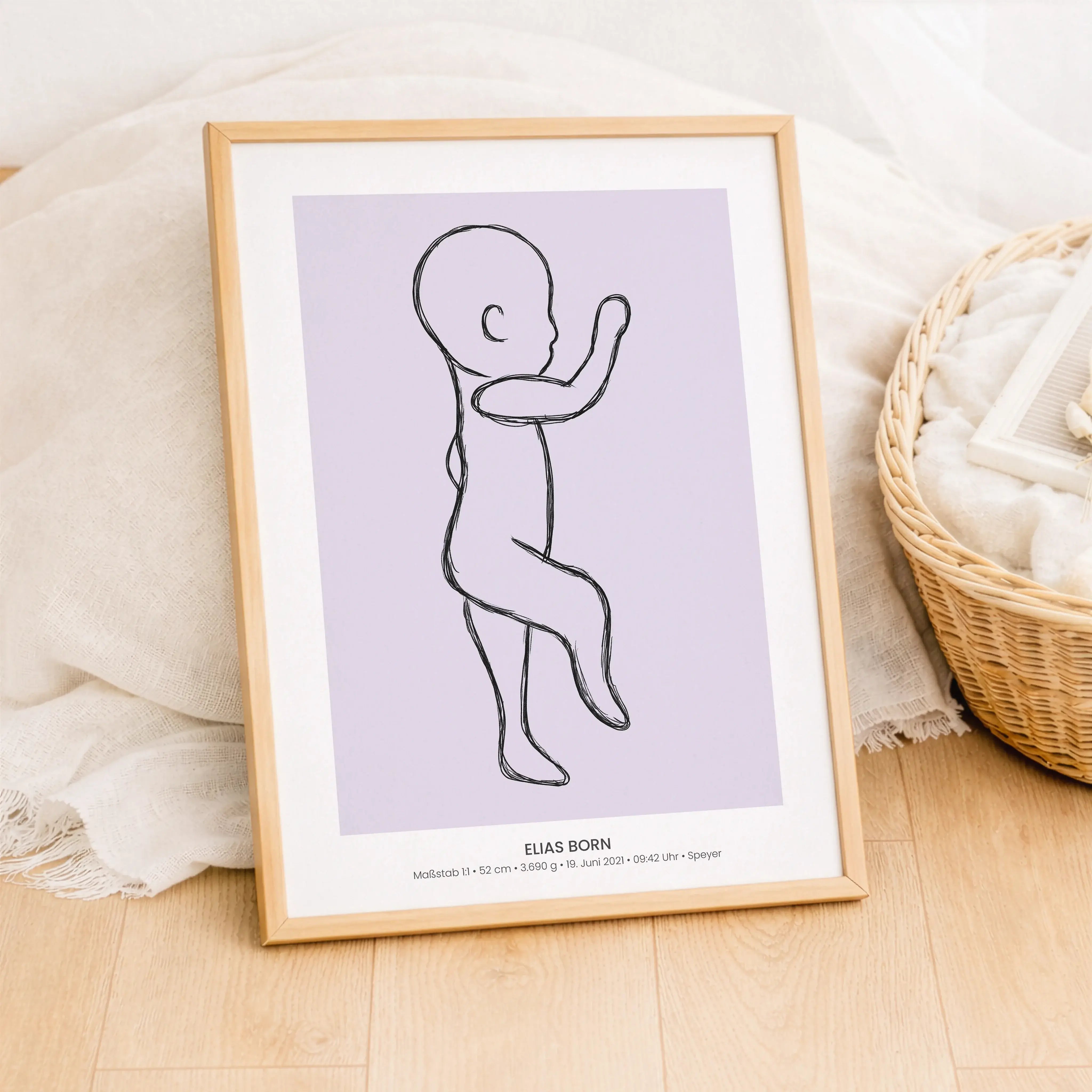 Geburtsposter 1:1 Baby 'Sketch'-Personalisiertes Poster-famprints-Hier beginnt ein ganz besonderer Moment: Das Geburtsposter 1:1 Baby Sketch von famprints hält die exakte Größe deines Babys bei der Geburt fest und macht sie für immer sichtbar. Die gezeich