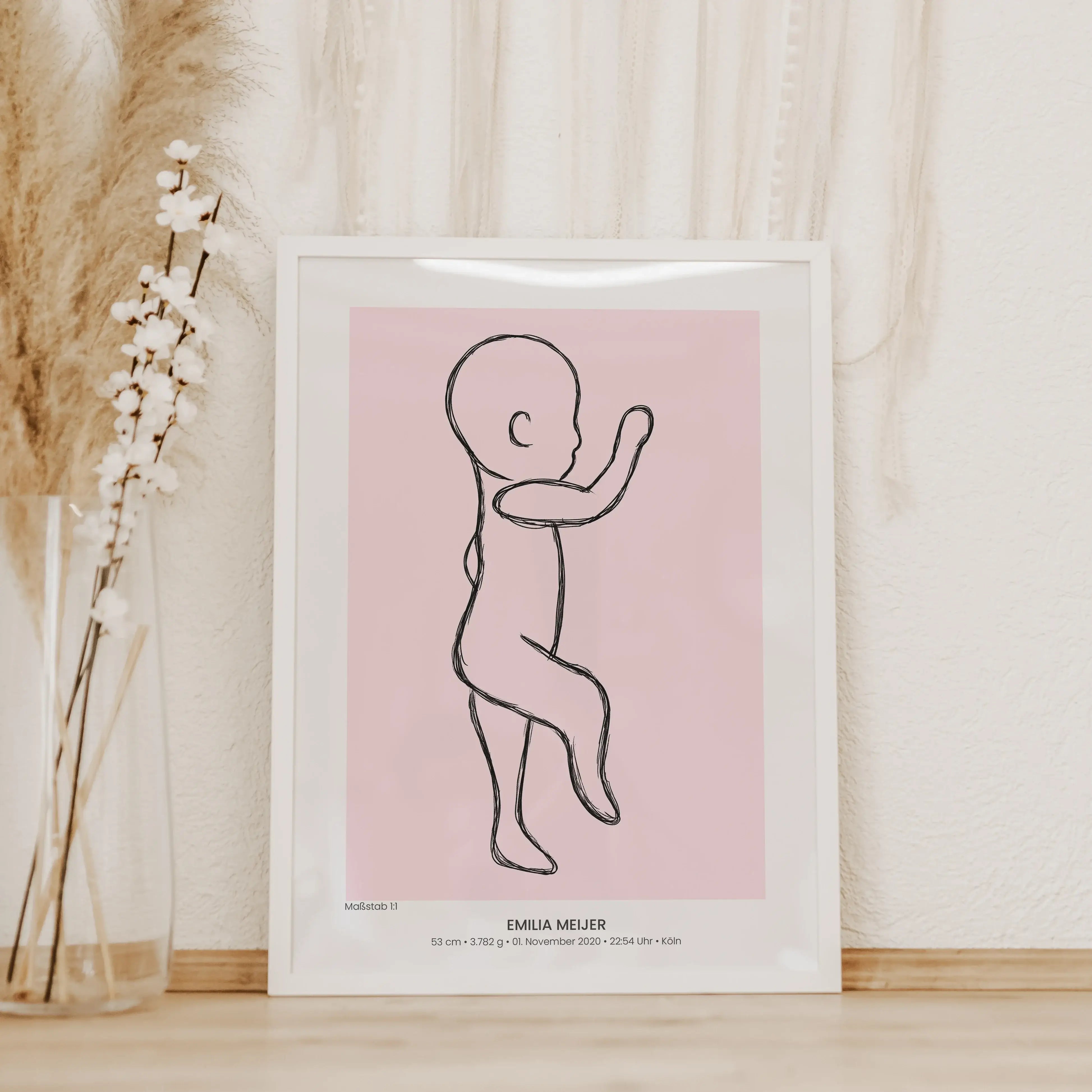 Geburtsposter 1:1 Baby 'Sketch'-famprints-Personalisiertes Poster-Herzlichen Glückwunsch! Ihr habt es geschafft. Nach neun langen Monaten und einer vermutlich anstrengenden Geburt, haltet ihr endlich euer kleines Wunder in den Armen. Eine so große Freude