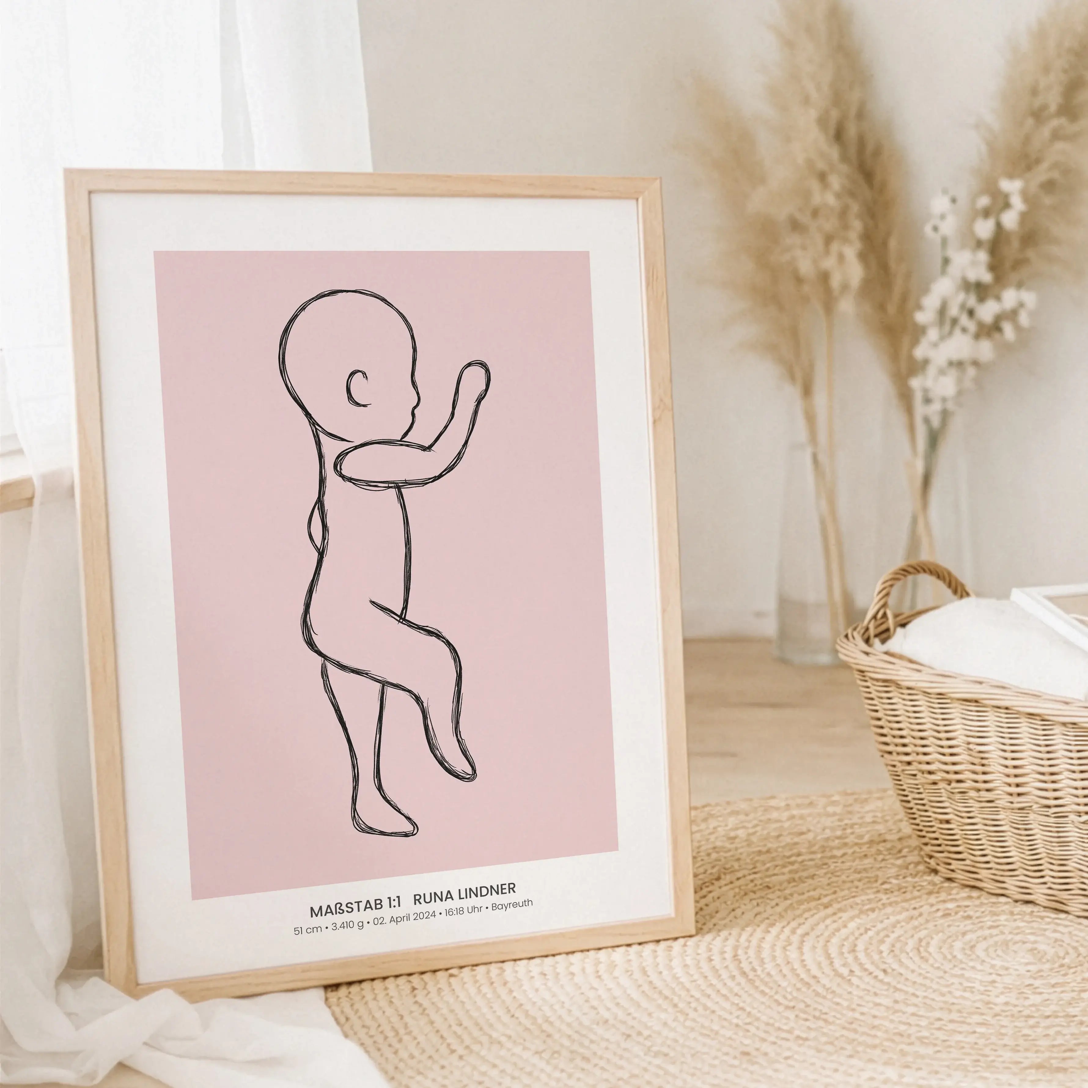 Geburtsposter 1:1 Baby 'Sketch'-Personalisiertes Poster-famprints-Hier beginnt ein ganz besonderer Moment: Das Geburtsposter 1:1 Baby Sketch von famprints hält die exakte Größe deines Babys bei der Geburt fest und macht sie für immer sichtbar. Die gezeich