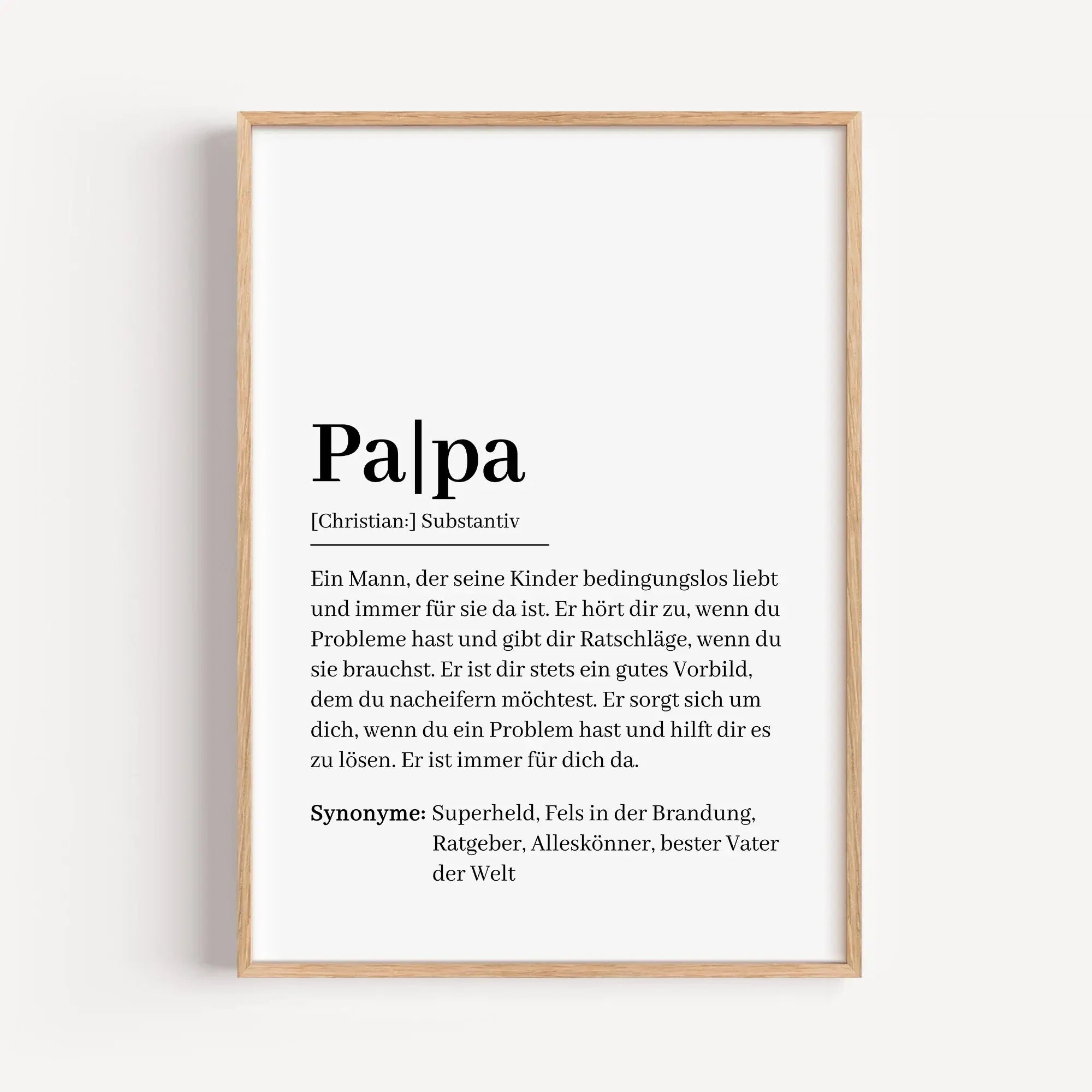 Papa Definition Poster-Personalisiertes Poster-famprints-Das Papa Definition Poster von famprints ist mehr als nur ein Wandbild – es ist eine persönliche Botschaft, die zeigt, was deinen Vater für dich ausmacht. Ob als Geschenk zum Geburtstag, zum Vaterta