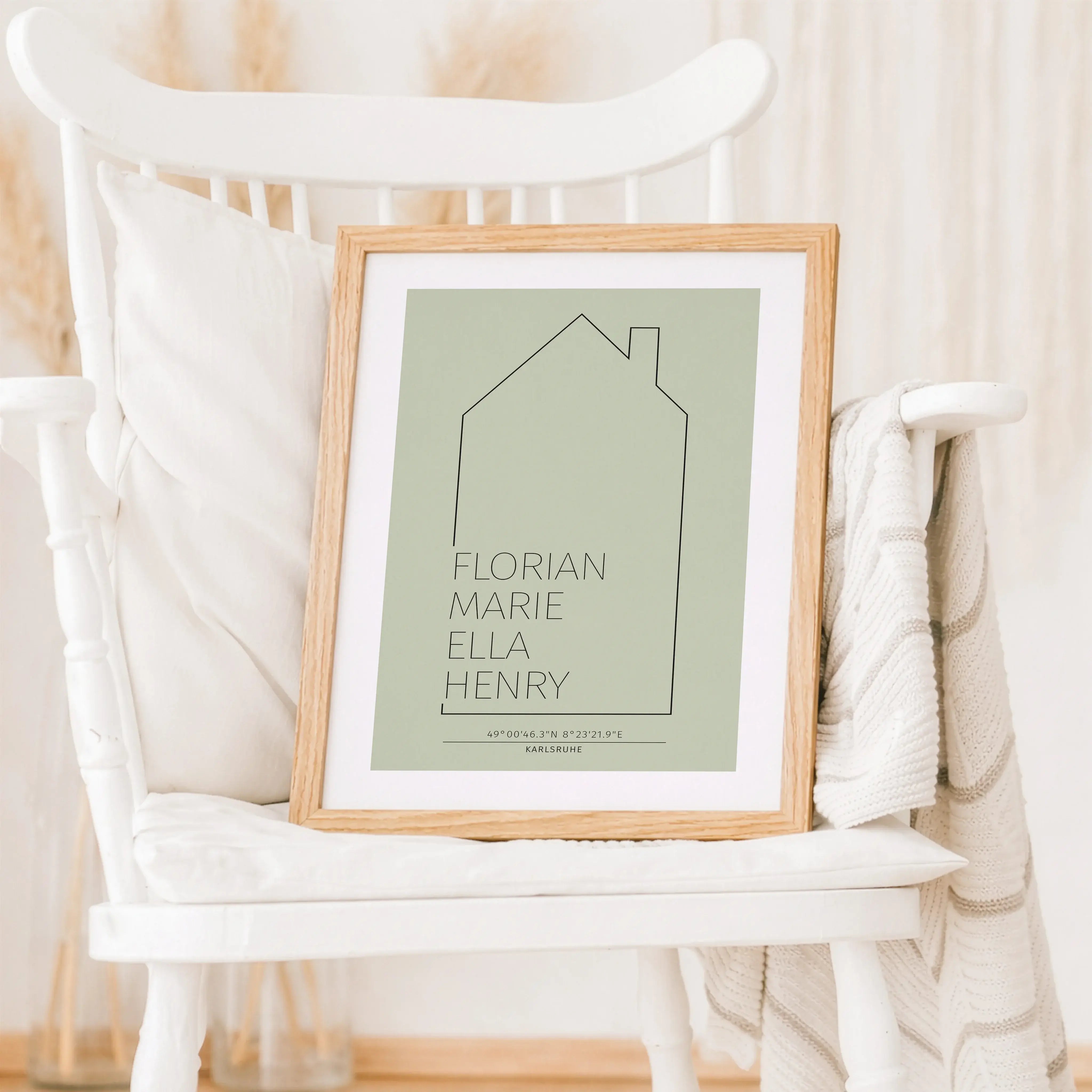 Familienposter Haus Kontur-Personalisiertes Poster-famprints-Das Familienposter Haus Kontur von famprints verwandelt euer Zuhause in ein persönliches Wandbild mit Bedeutung. Die feine Hauskontur im modernen Line-Art-Stil steht für Zusammenhalt, Alltag und